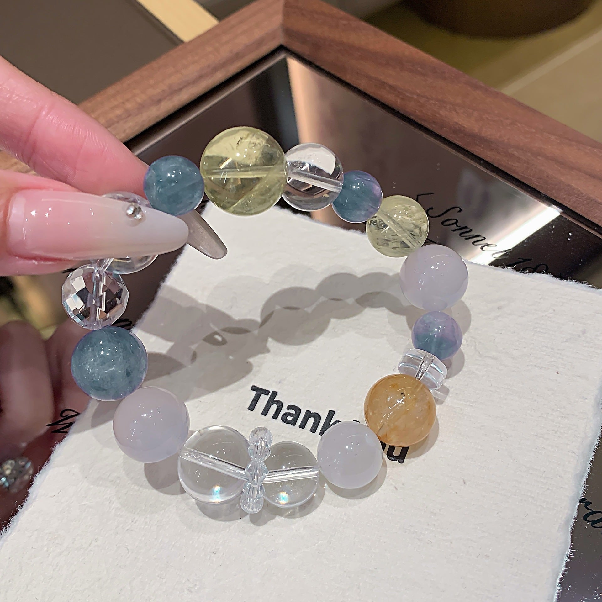 Original Design Natural Crystal White Crystal Chain TikTok Xiaohongshu Hot-Selling Light Luxury Ketang Crystal Bracelet Wholesale