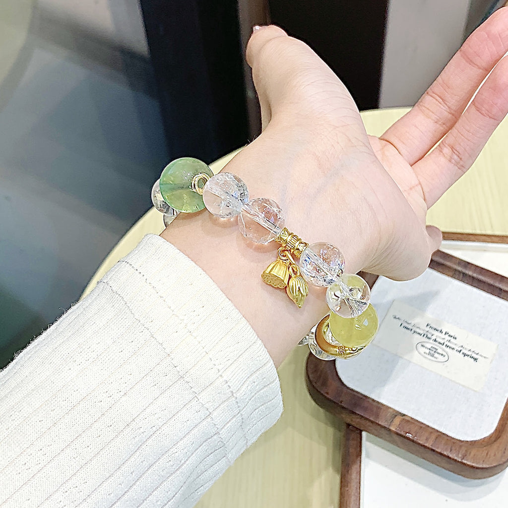 Natural White Assai White Crystal Bracelet Beaded Bracelet diy Natural Crystal Hot-Selling Jewelry Jewelry Crystal Factory