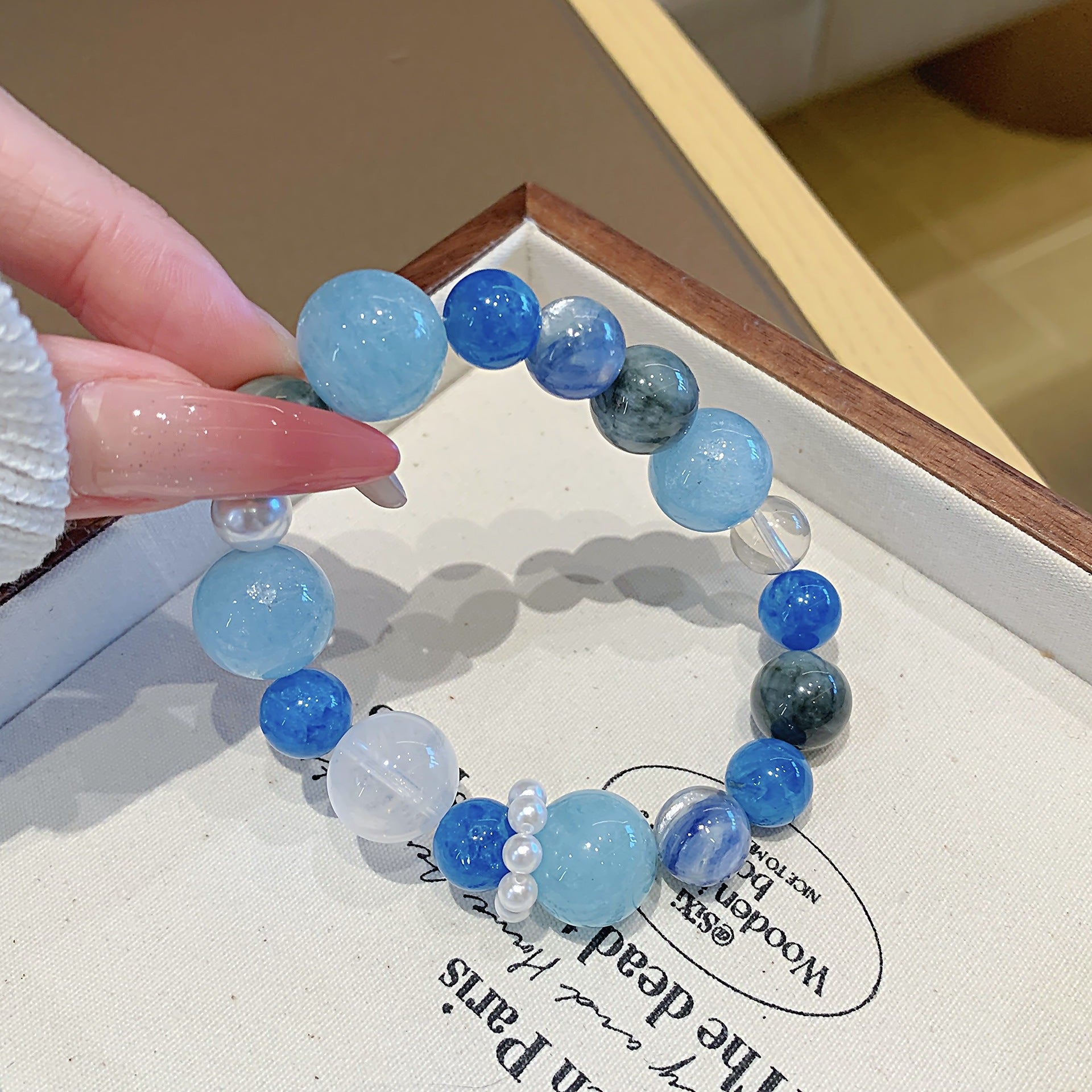 Natural Crystal Jewelry Bracelet Aquamarine Bracelet Jewelry diy Cross-border Hot-Selling Single Loop Bracelet Crystal Bracelet