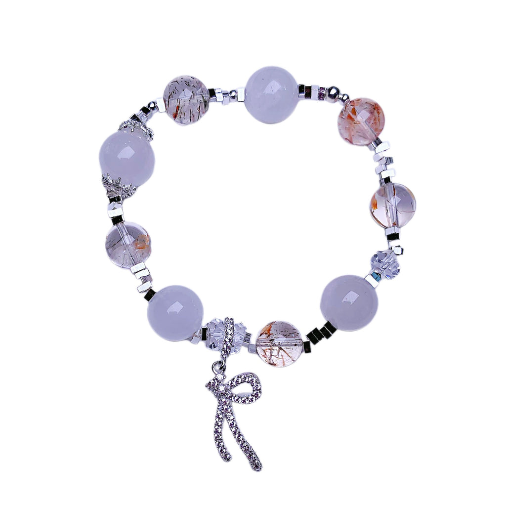 Natural Thousand Layer White Phantom Bracelet White Ghost Bracelet Round Beads DIY Fashionable and Simple Jewelry Wholesale Crystal Beads