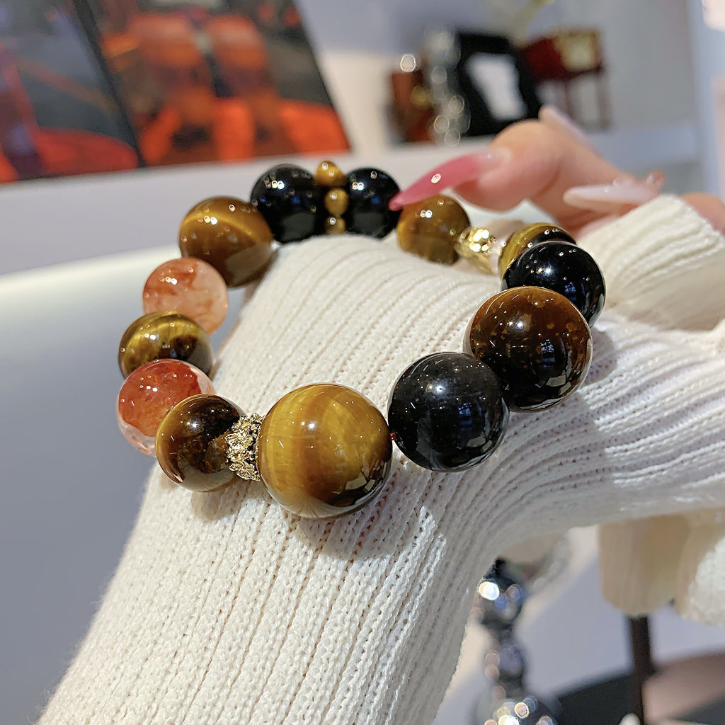 Natural Yellow Tiger Eye Bracelet Women's Light Luxury Niche Design Crystal Bracelet Gift for Best Friend Crystal Chain