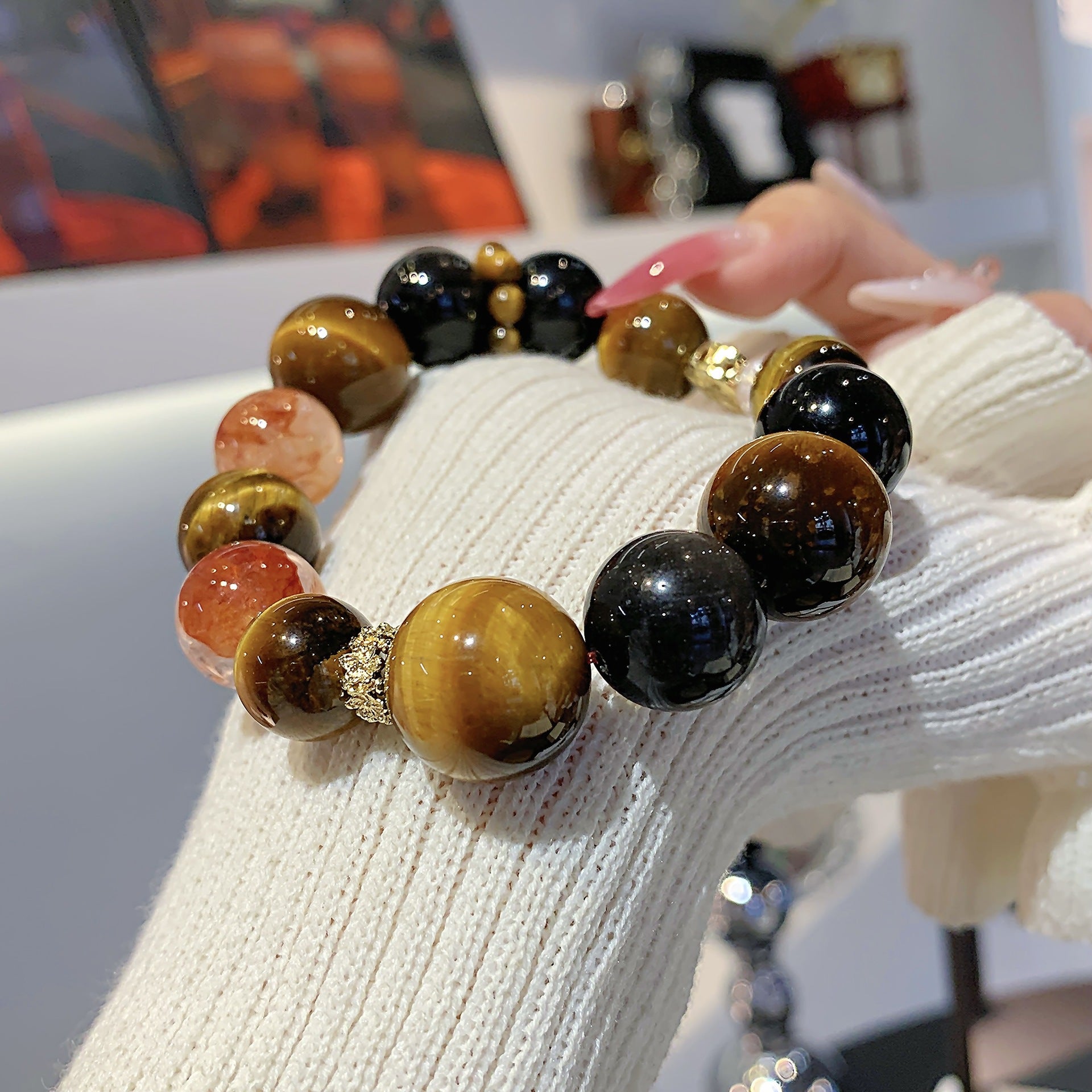 Natural Yellow Tiger Eye Bracelet Women's Light Luxury Niche Design Crystal Bracelet Gift for Best Friend Crystal Chain