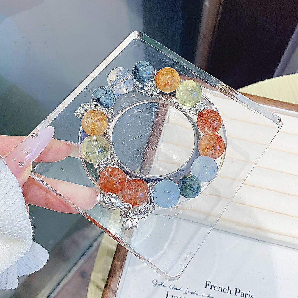 Natural Red Gum Flower Crystal Bracelet Red Gum Flower Unisex Round Beads diy Bracelet Hot-Selling Handmade Jewelry String