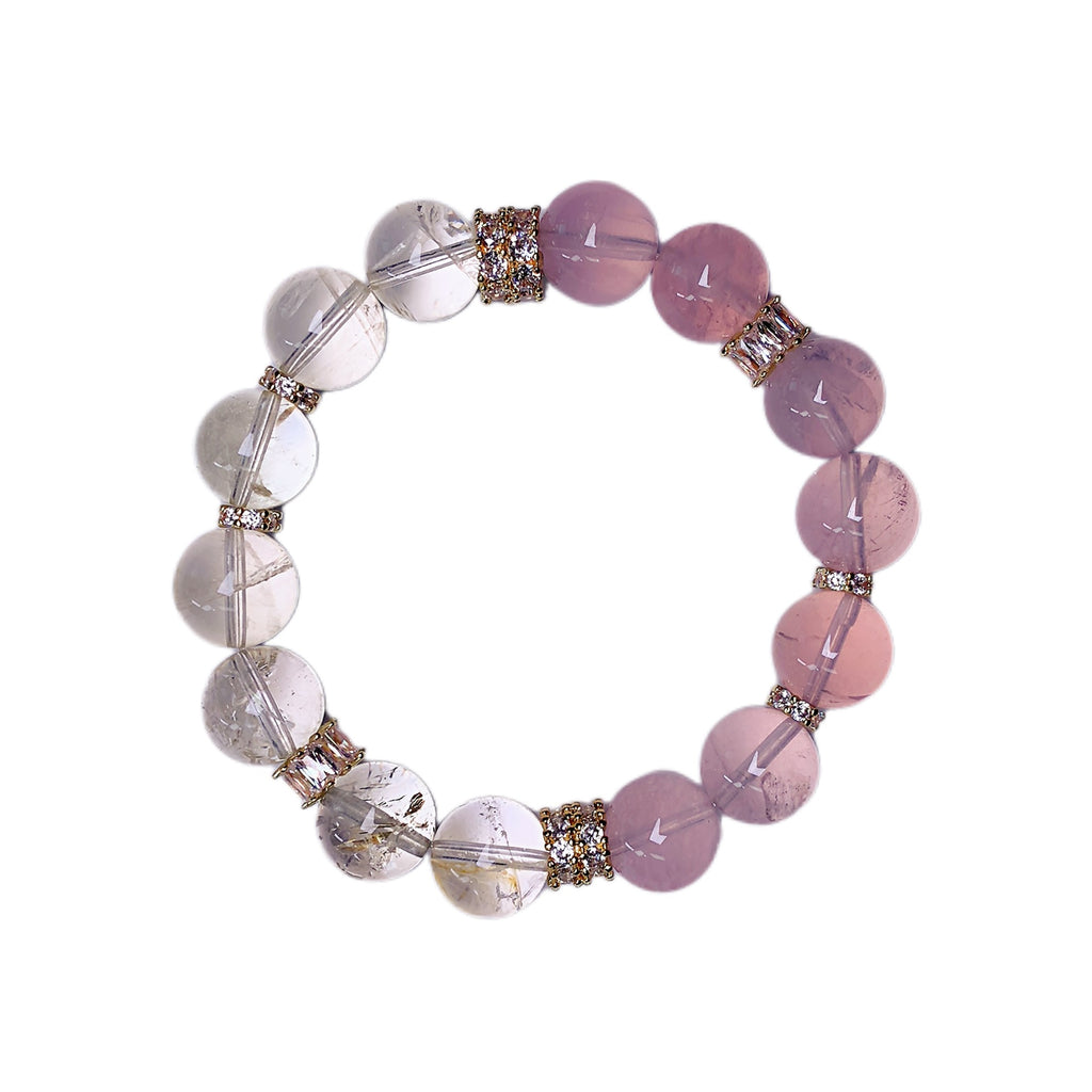 Natural Pink Crystal Bracelet White Crystal Bracelet Lucky Charm Peach Blossom Birthday Gift for Best Friend Crystal Chain Bracelet