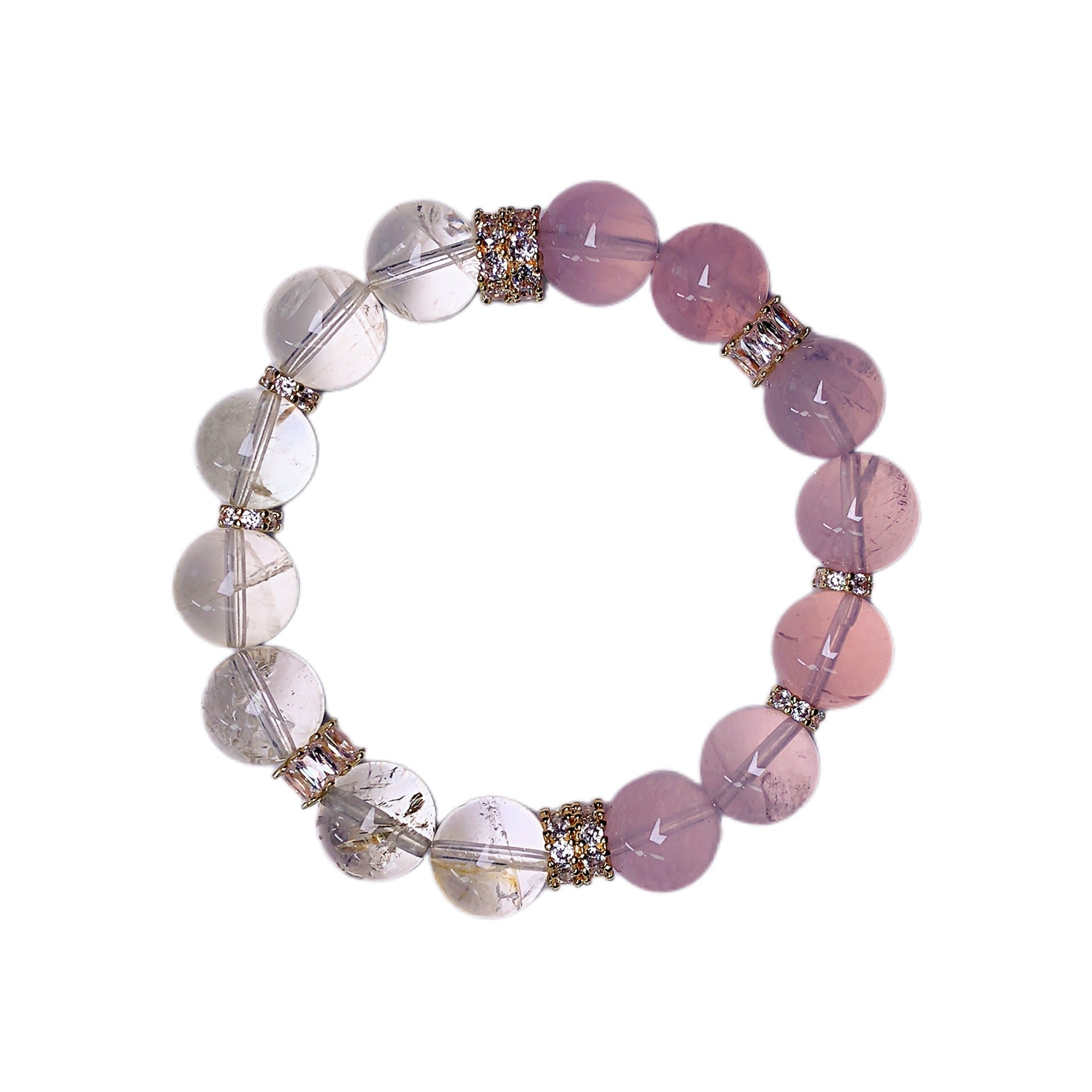 Natural Pink Crystal Bracelet White Crystal Bracelet Lucky Charm Peach Blossom Birthday Gift for Best Friend Crystal Chain Bracelet