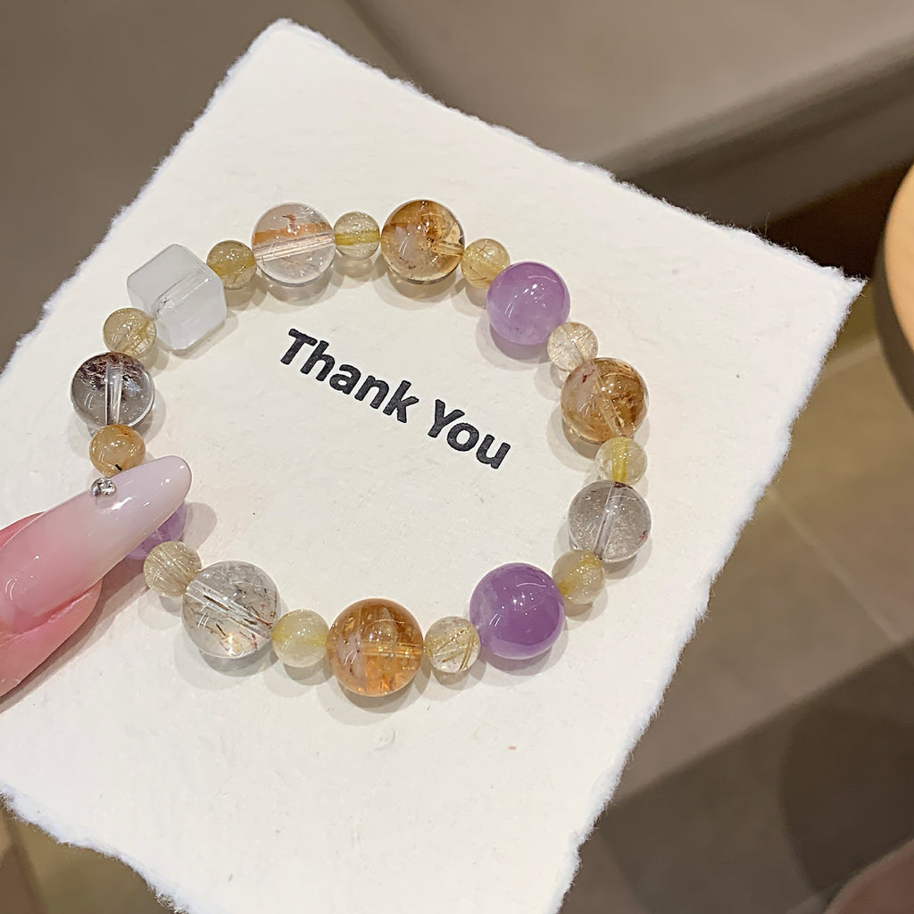 Natural Crystal Bracelet Natural Crystal Bracelet Cross-border hot Handmade Beaded Jewelry Yellow Pagoda Crystal Multi-Treasure Crystal Bracelet