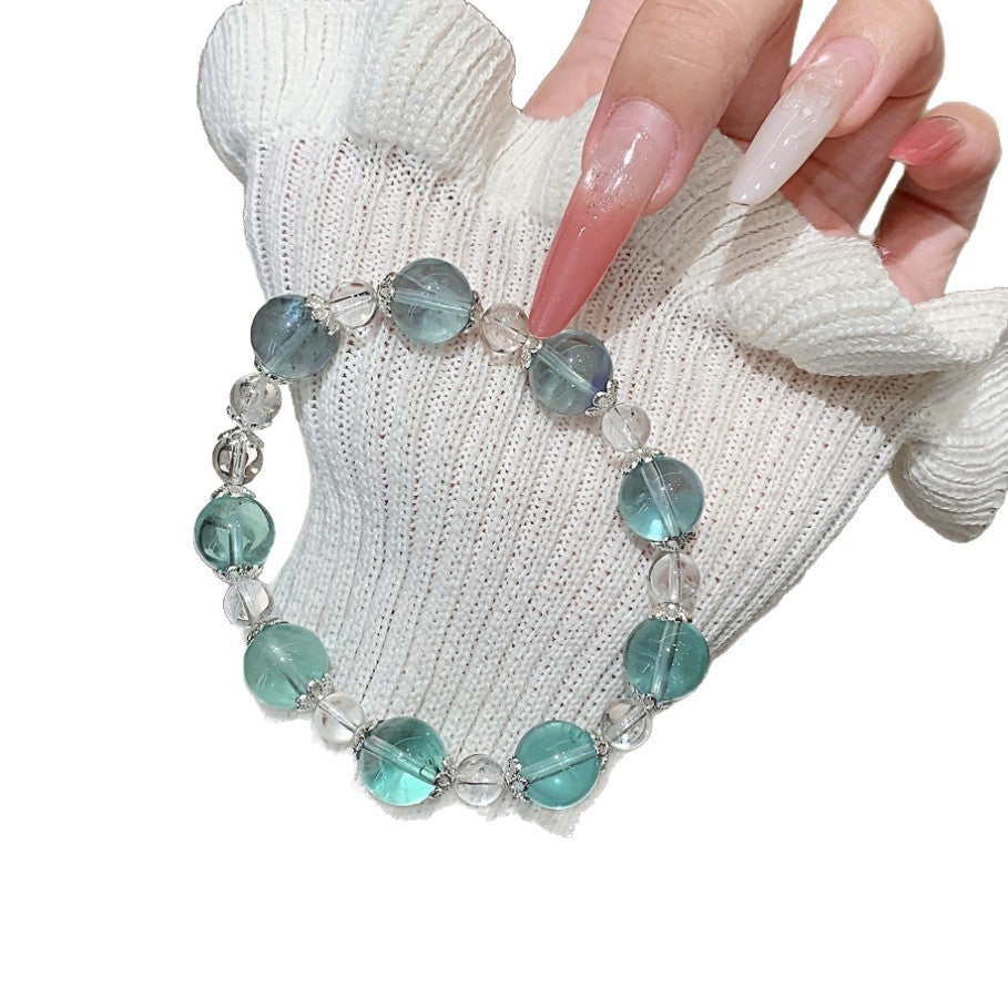 Natural Crystal Green Fluorite Bracelet Jewelry Handmade Beaded Natural Crystal Bracelet Crystal Bracelet Factory Ketang