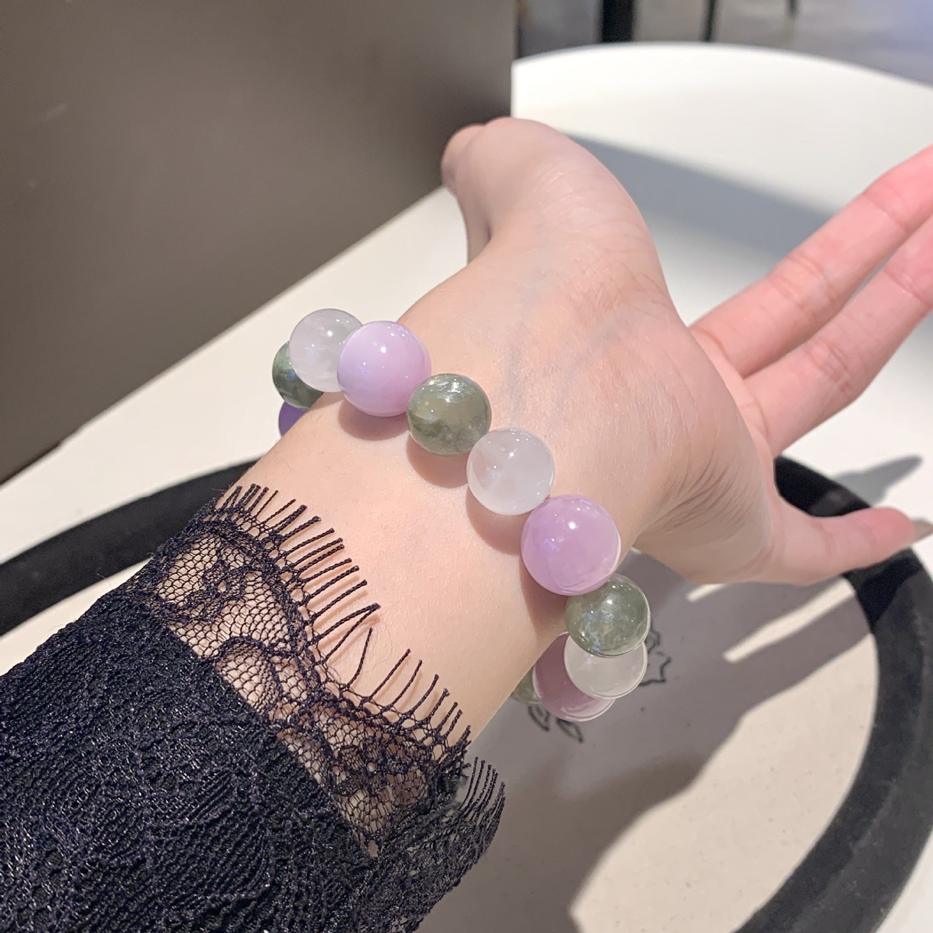 Natural Kunzite Versatile Bracelet Niche Design Crystal Bracelet Jewelry String Purple Spodumene Natural Crystal Bracelet