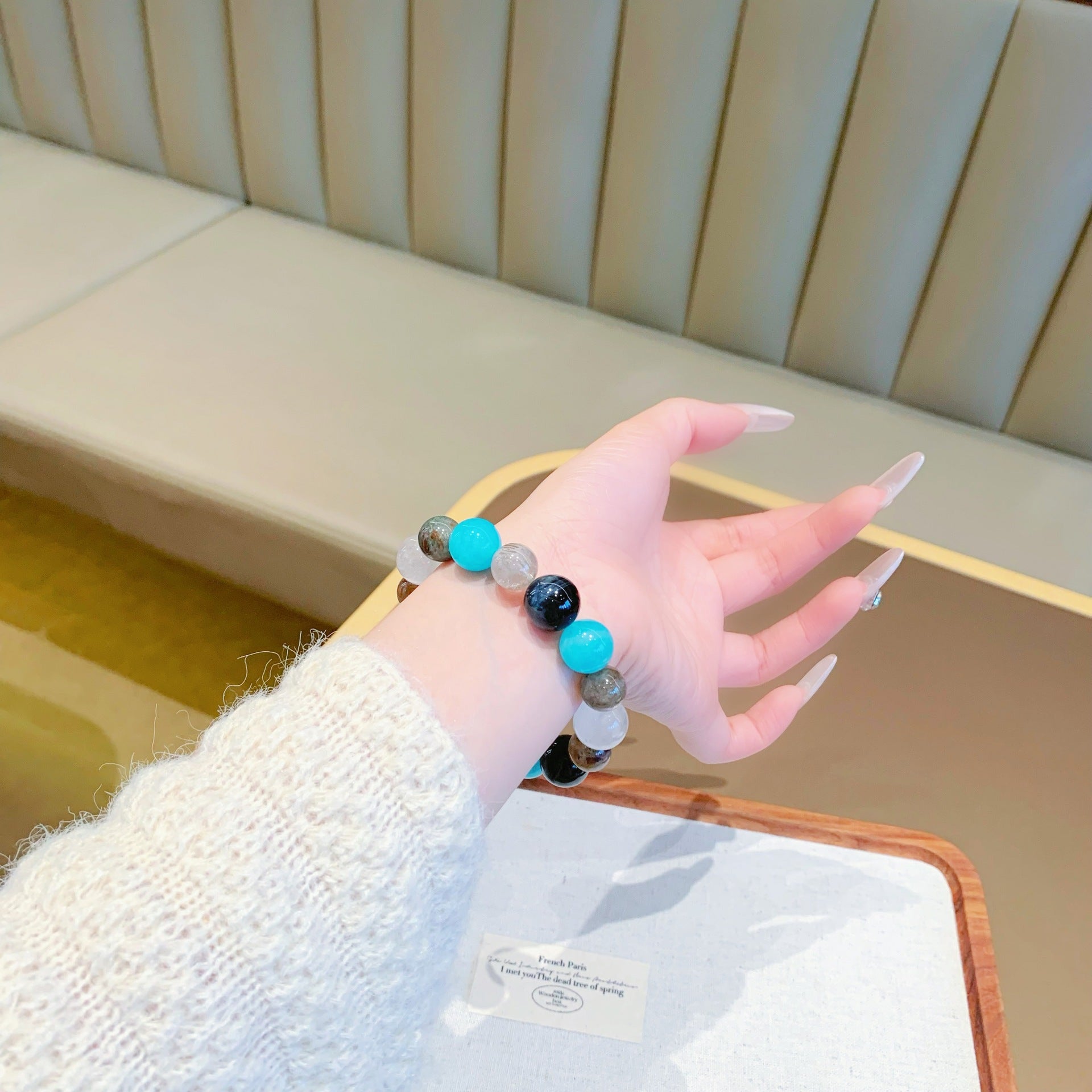 （Most Valuable）Natural White Phantom Aquamarine Light Luxury Fashion Couple Bracelet Original Design New Model Bracelet