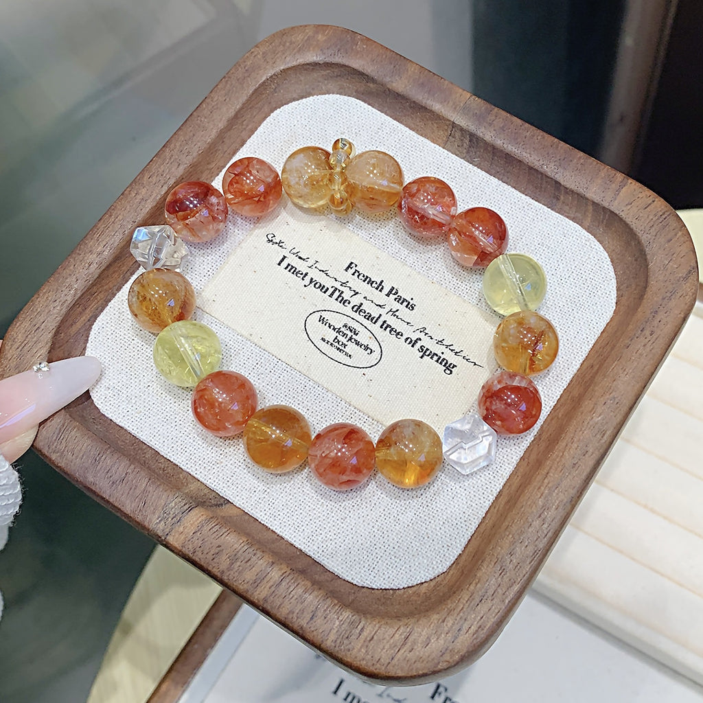 Red Gum Flower Natural Crystal Bracelet Autumn New Multi-Gemstone Crystal Bracelet Hot-Selling Hand Jewelry Crystal Bracelet