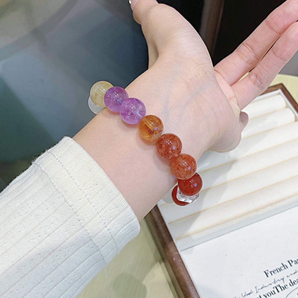 Natural Red Gum Flower Bracelet Flame Red Glue Flower Crystal Chain Jewelry Bracelet Wholesale Ketang Crystal Bracelet Factory