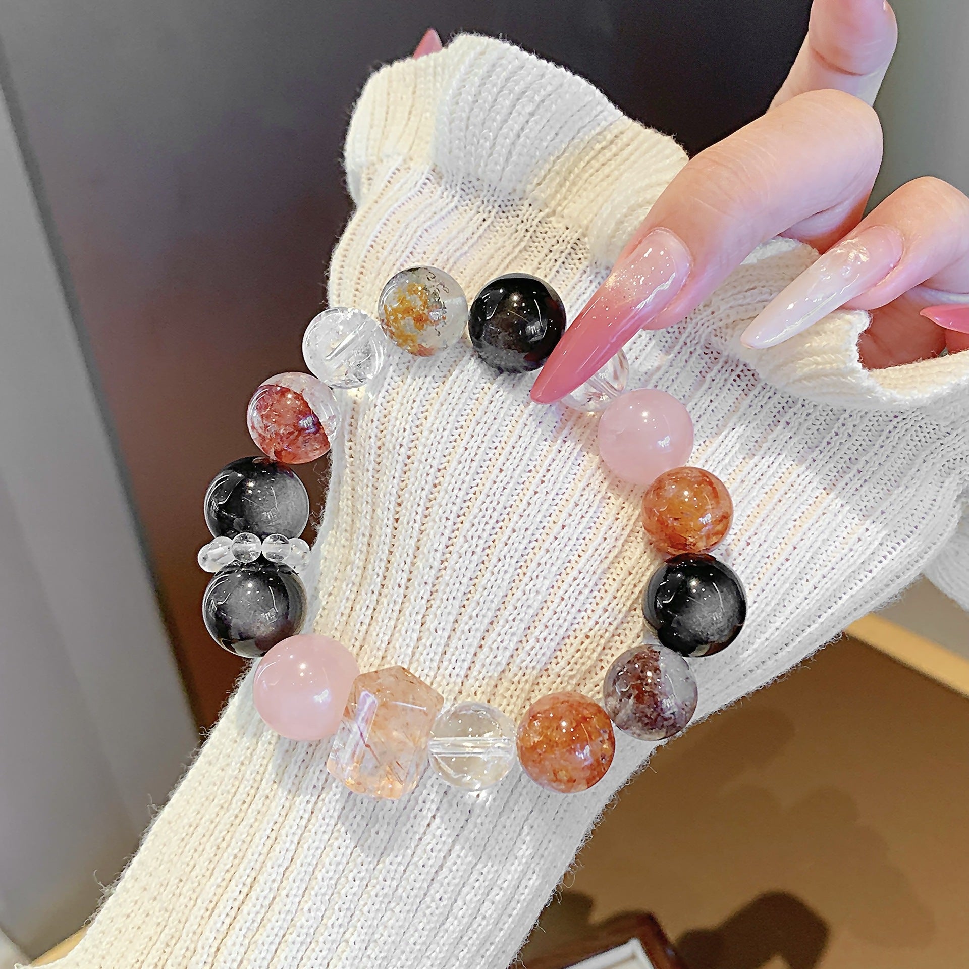 Natural Jewelry Crystal Bracelet Multi-Gemstone Crystal Bracelet Jewelry diy Original design new silver obsidian bracelet