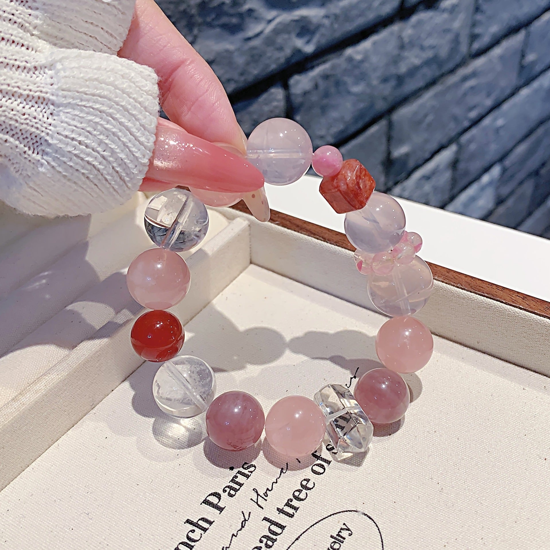 Natural Pink Crystal Bracelet Natural Crystal Bracelet Hot-Selling Jewelry Crystal Bracelet Jewelry Original Bracelet diy