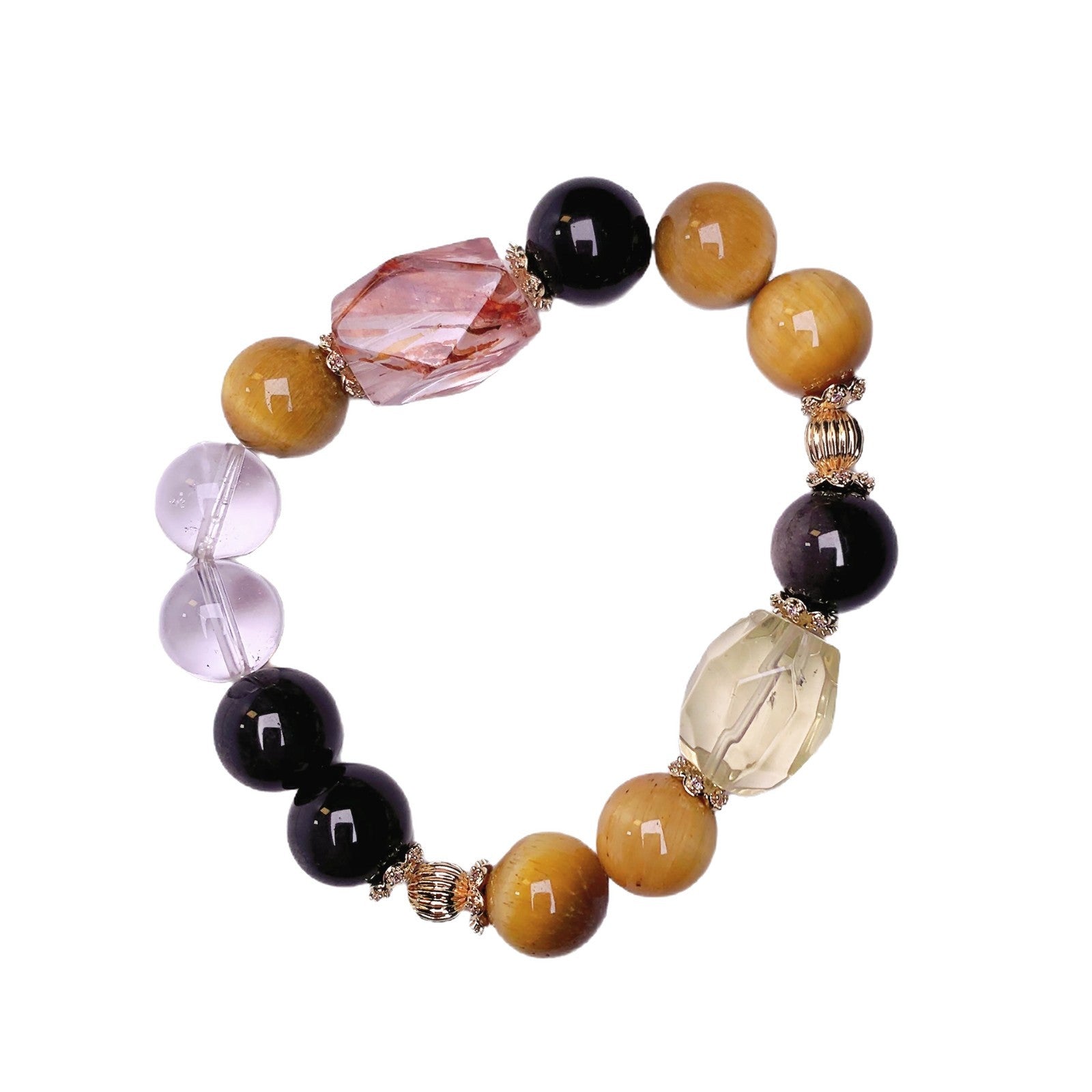 Gold Tiger Eye Crystal Bracelet Natural Crystal Bracelet Cross-border Hot-Selling Hand Jewelry diy Natural Crystal Bracelet