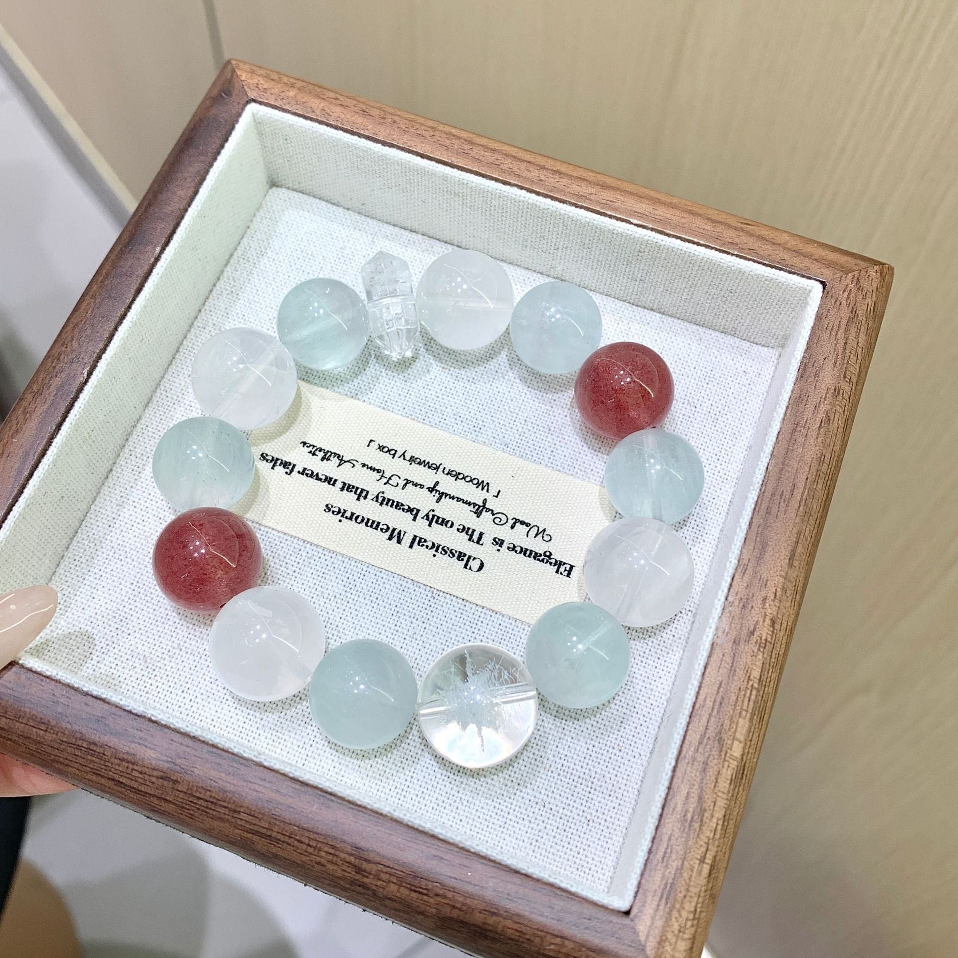 Natural Crystal Bracelet Original Design Monet Garden Bracelet White Phantom Strawberry Crystal Multi-Gem Strawberry Crystal Bracelet