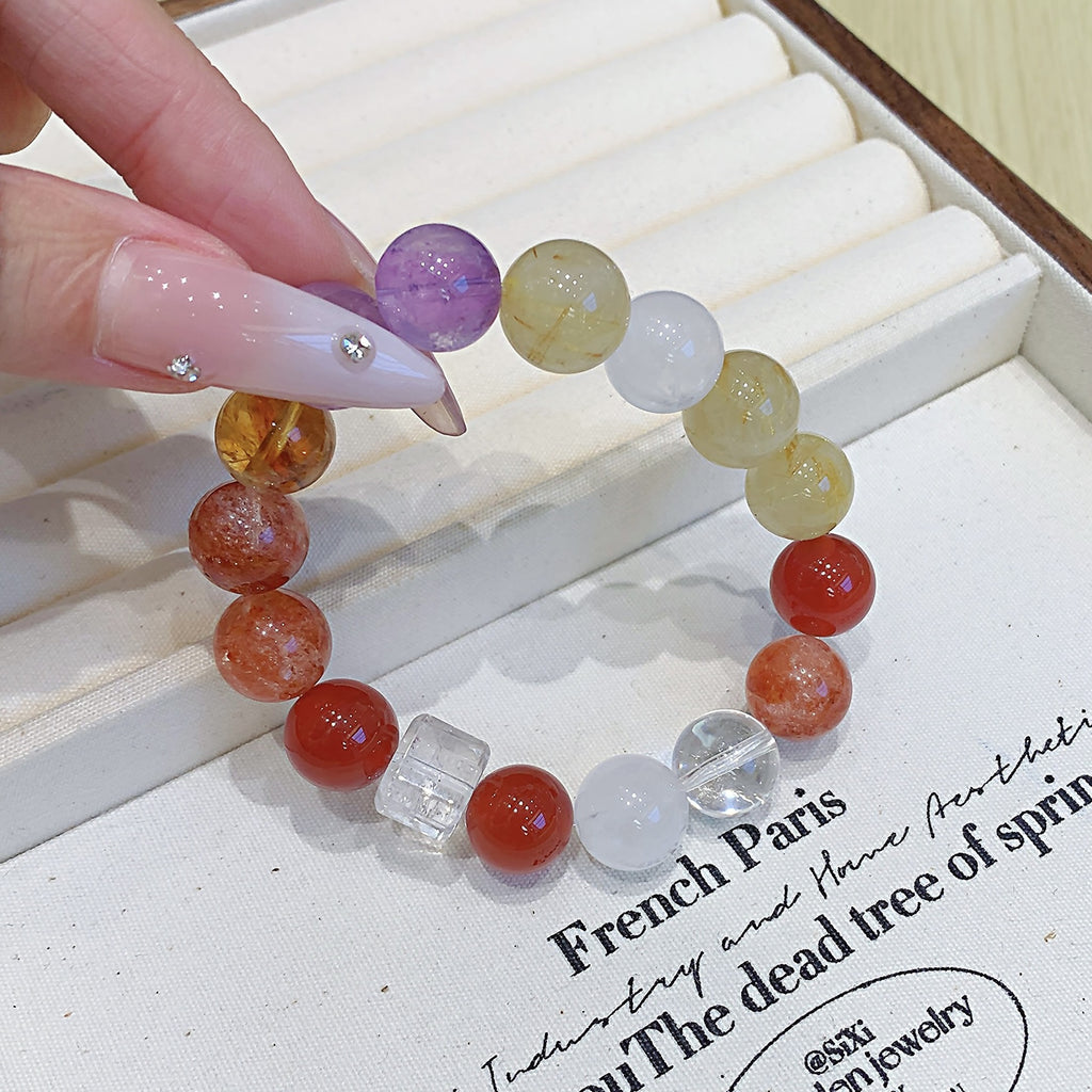 Natural Red Gum Flower Bracelet Flame Red Glue Flower Crystal Chain Jewelry Bracelet Wholesale Ketang Crystal Bracelet Factory