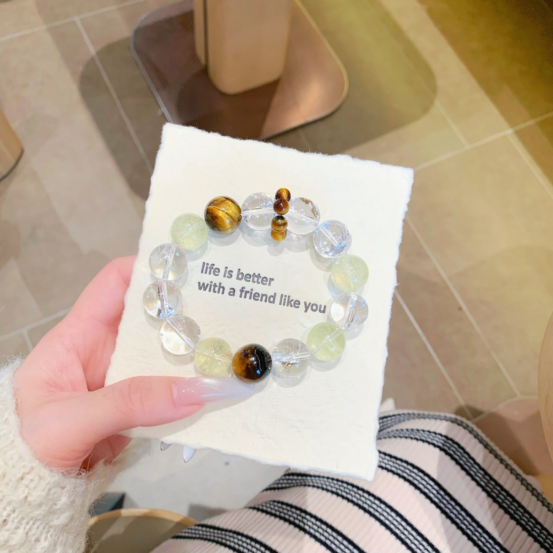 Original New Yellow Tiger Eye Bracelet Elegant and Versatile Bracelet Original Design Natural White Crystal Bracelet