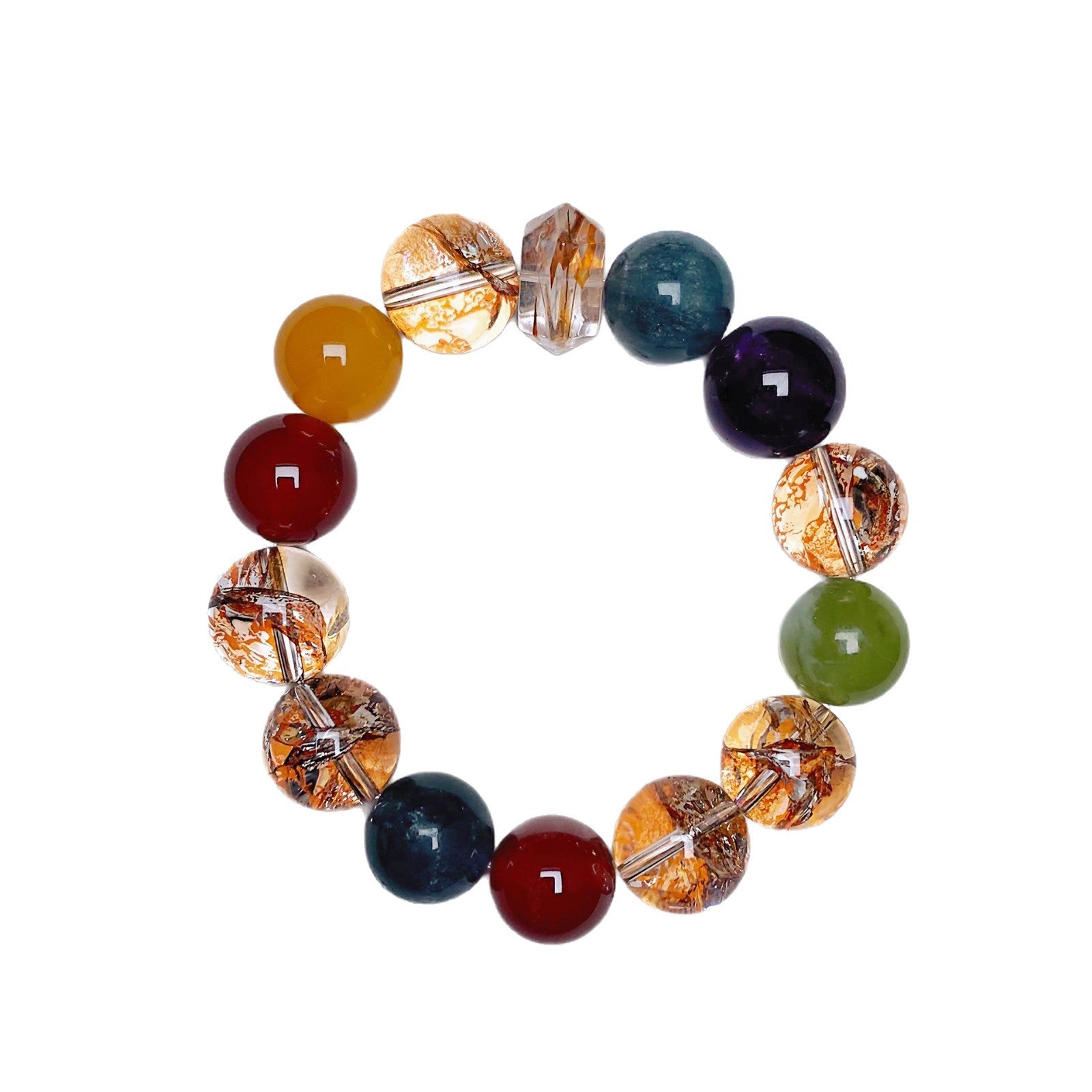 Natural Gold Leaf Explosion Hand Jewelry String Christmas New Year Gift Hand Jewelry Multi-Gemstone Bracelet diy Crystal Bracelet