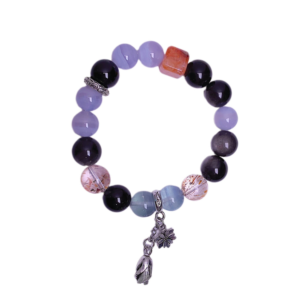 Natural Blue Agate Crystal Hand Jewelry Cross-border Hot-Selling Light Luxury Crystal Bracelet diy Multi-Gemstone Crystal Bracelet