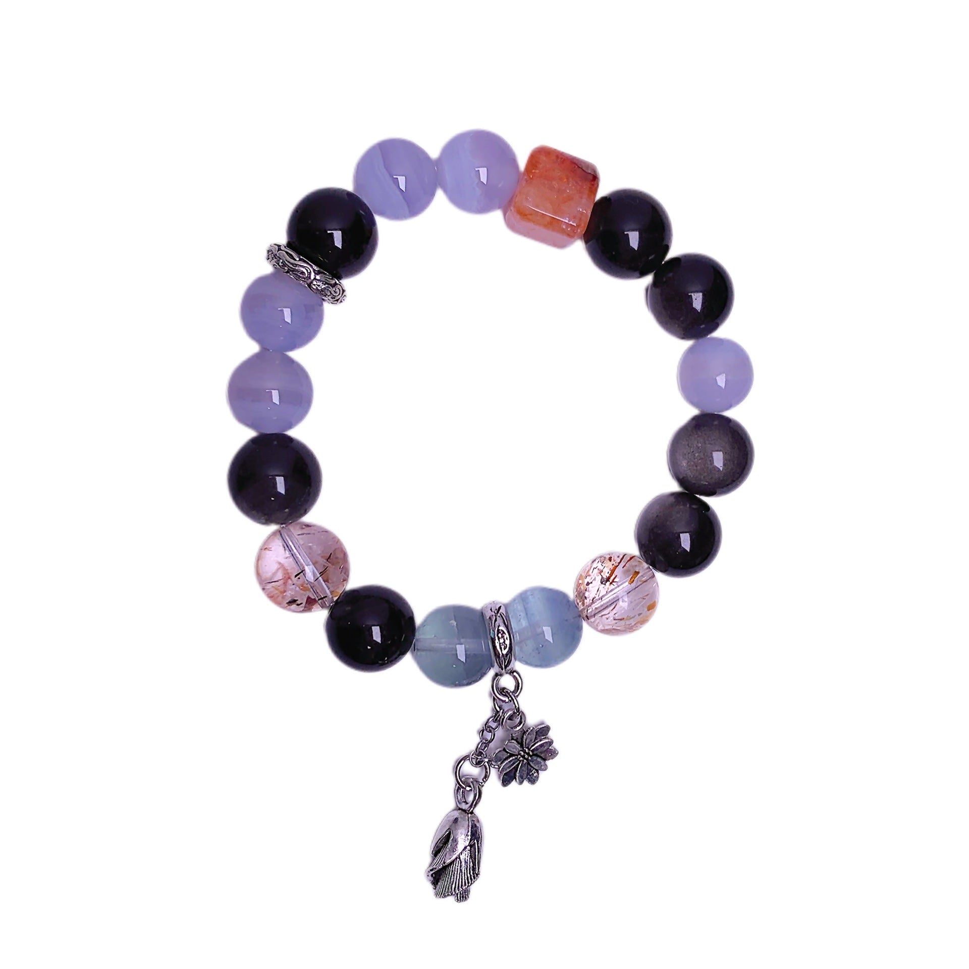 Natural Blue Agate Crystal Hand Jewelry Cross-border Hot-Selling Light Luxury Crystal Bracelet diy Multi-Gemstone Crystal Bracelet
