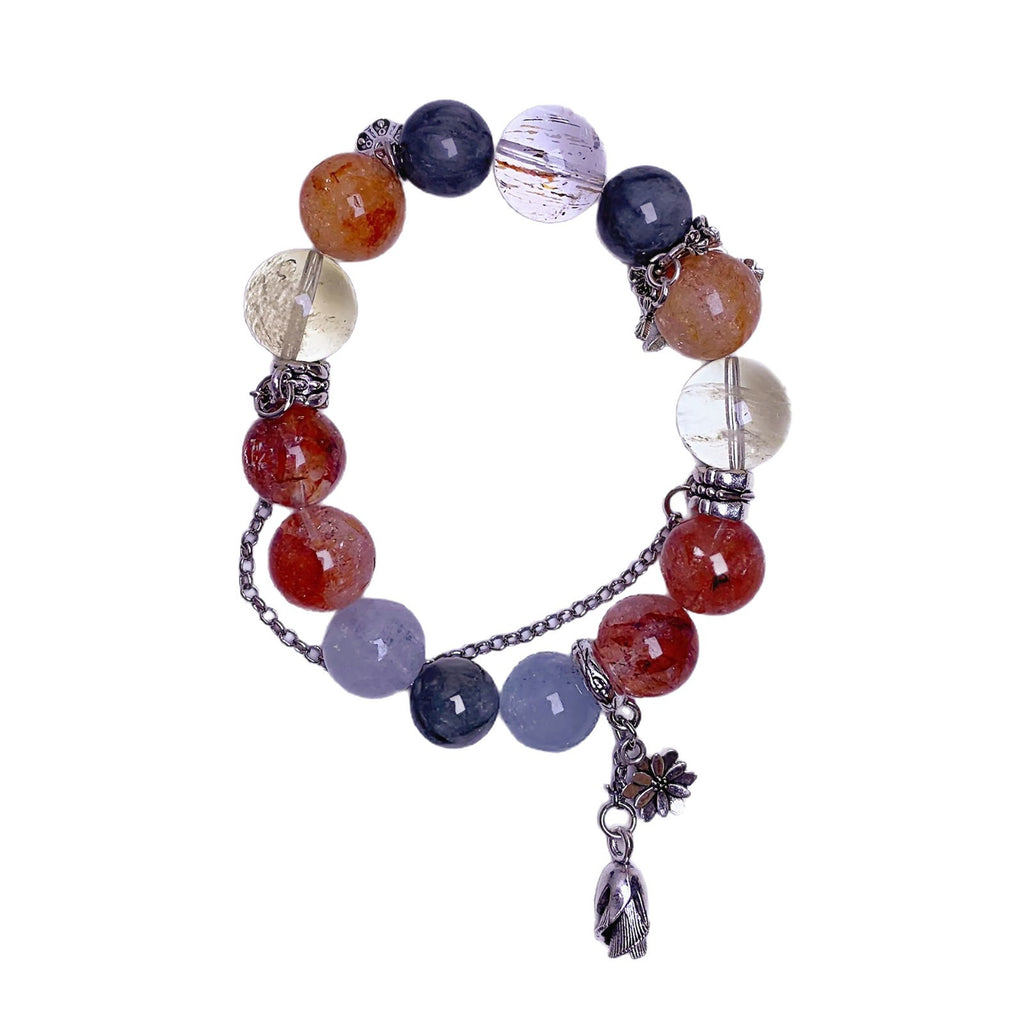 Natural Red Gum Flower Crystal Bracelet Red Gum Flower Unisex Round Beads diy Bracelet Hot-Selling Handmade Jewelry String