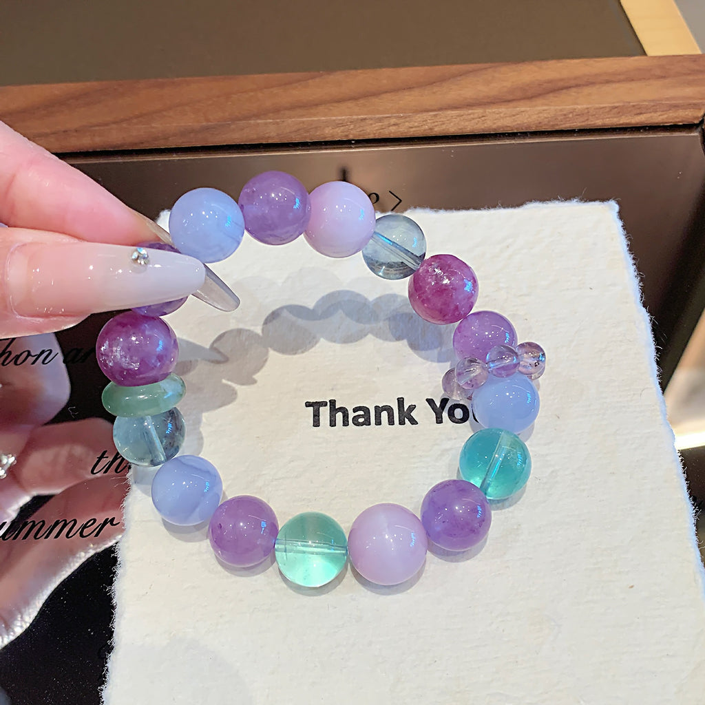 Macaron Crystal Round Bead Multi-Gem Bracelet Women's Hand Jewelry Accessories Fresh Bracelet Design Amethyst Bracelet