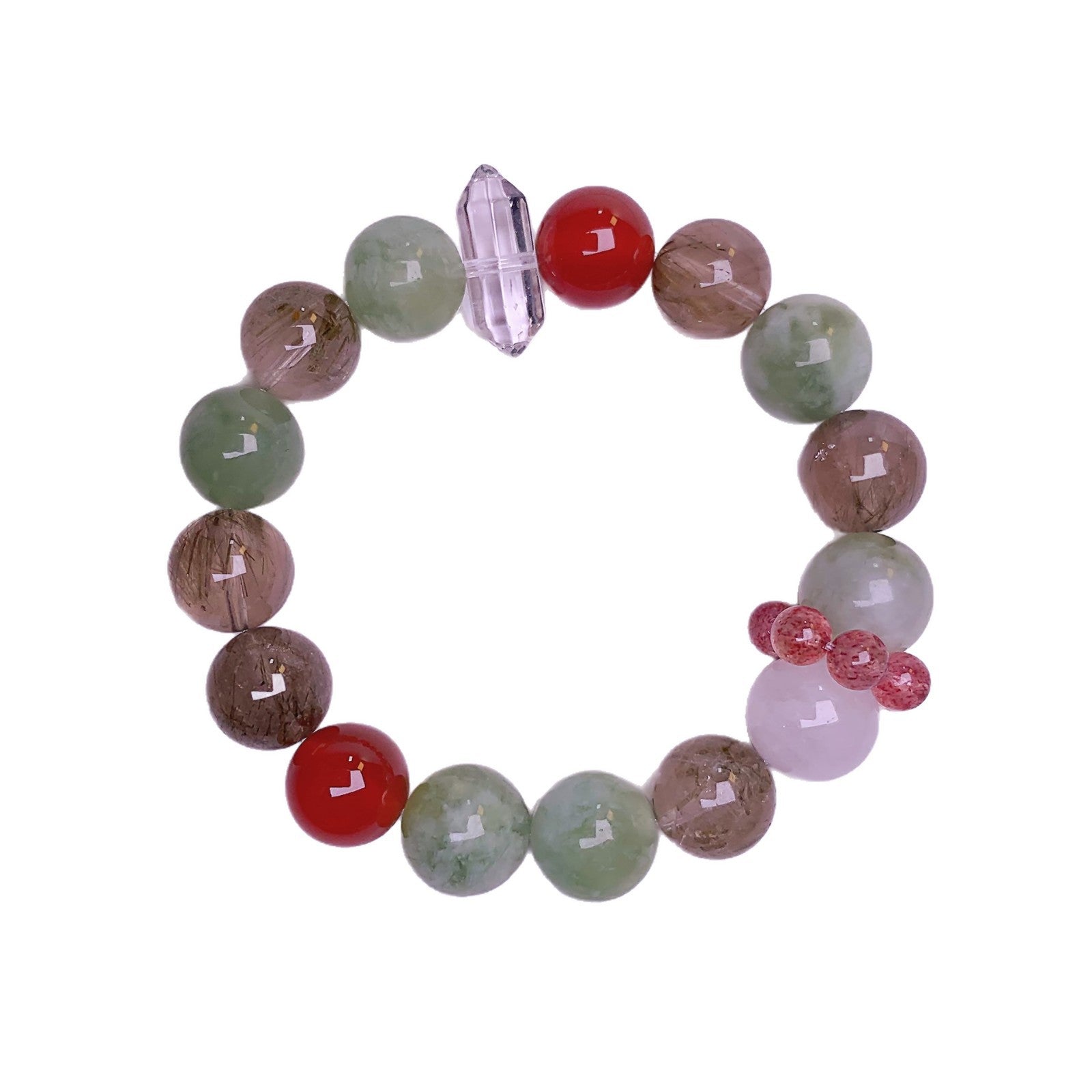Green Grape Milk Cap Xiuyan Natural Crystal Bracelet Xiuyu Multi-Gem Bracelet Qingti Milk Cap Bracelet High-end Bracelet