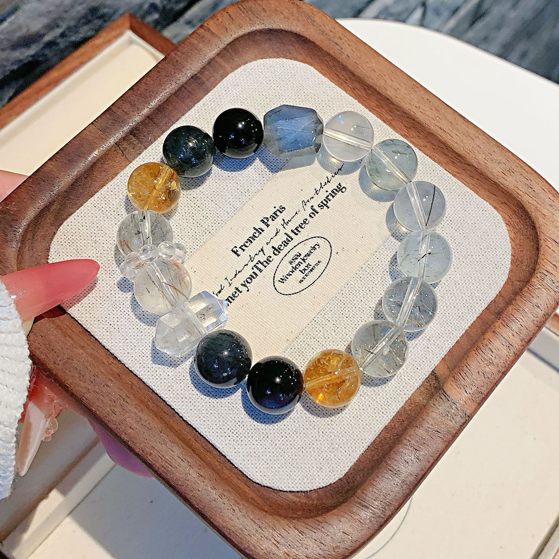 Natural Crystal Hot-Selling Hand Jewelry Exclusive for cross-border Gray Moonlight Crystal Bracelet Original diy White Crystal Jewelry Strand