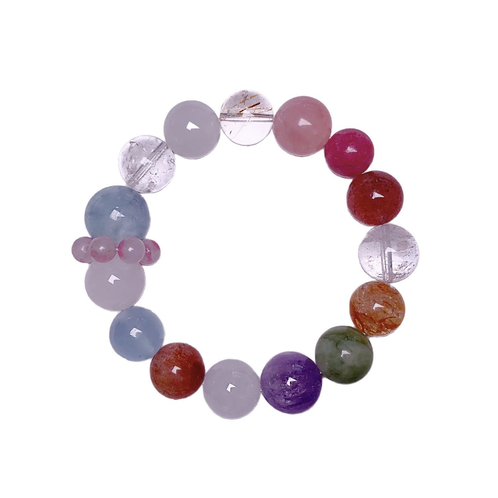Colorful Candy Natural Multi-Gemstone Bracelet for Women Aquamarine Bracelet Wealth Attraction Lucky Charm Jewelry Original Design Bracelet