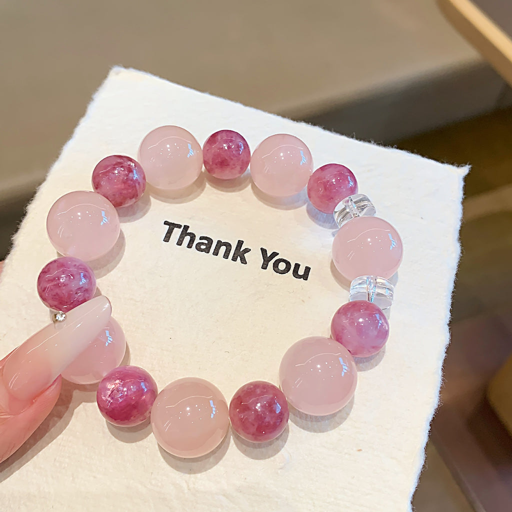 Natural Crystal Bracelet Jewelry Rose Quartz Jewelry Bracelet diy Winter New Hand Jewelry String Rose Quartz Bracelet