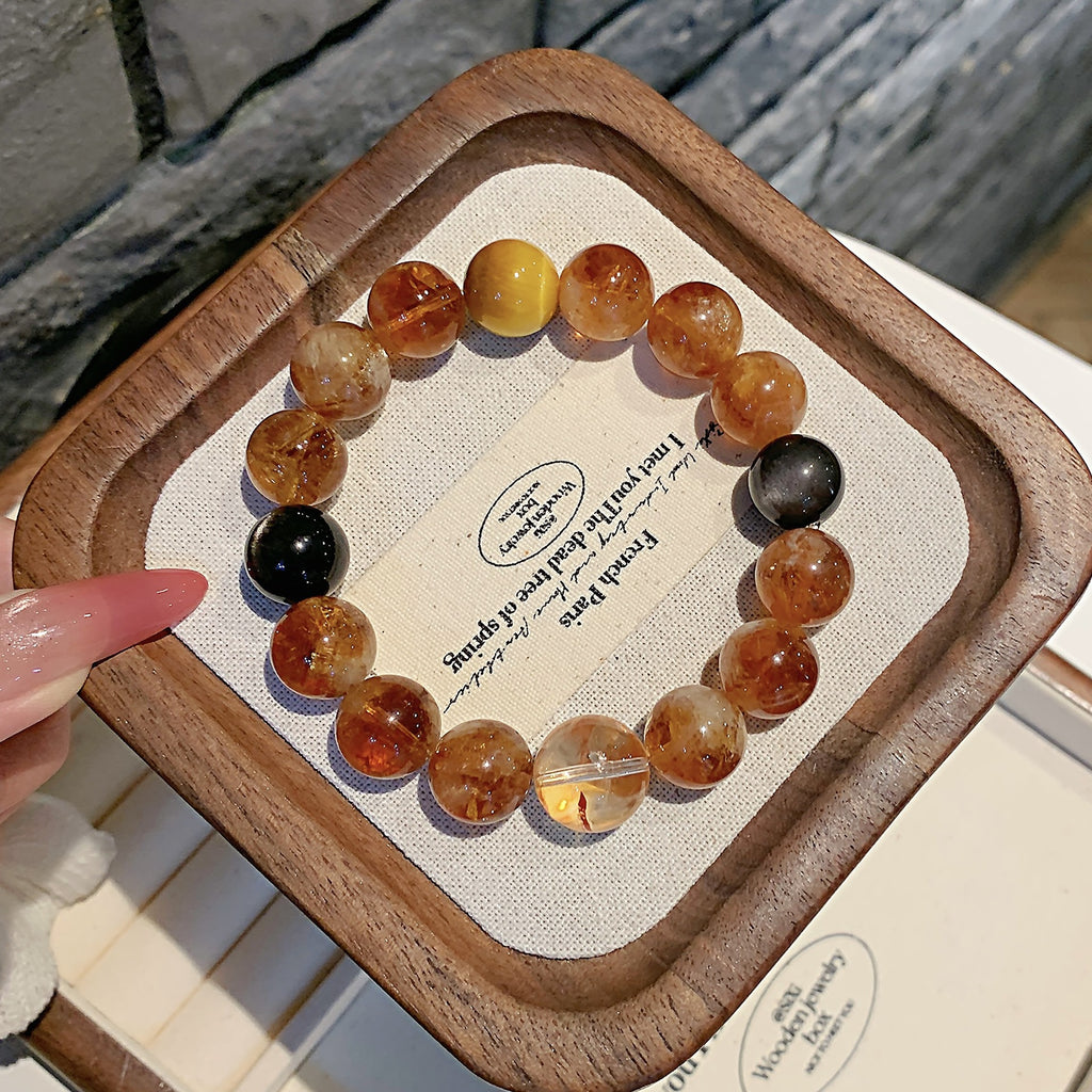 Natural Yellow Pagoda Crystal Bracelet Light Luxury Style Versatile Niche Bracelet Original Bracelet diy Night Market Stall Crystal Beads