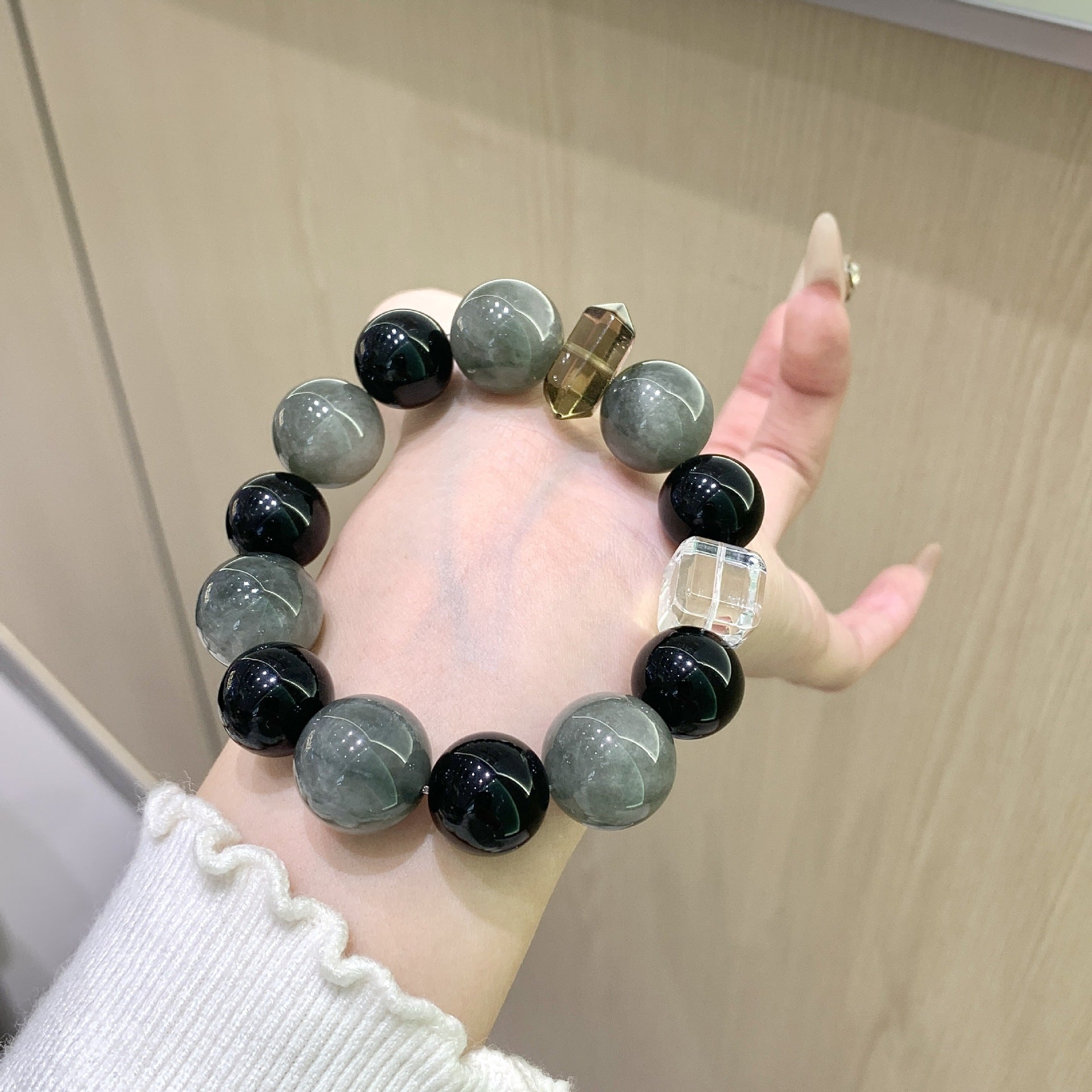 Natural Crystal Obsidian Bracelet Original Design Obsidian Fashion Light Luxury Versatile Wholesale Crystal Bracelets
