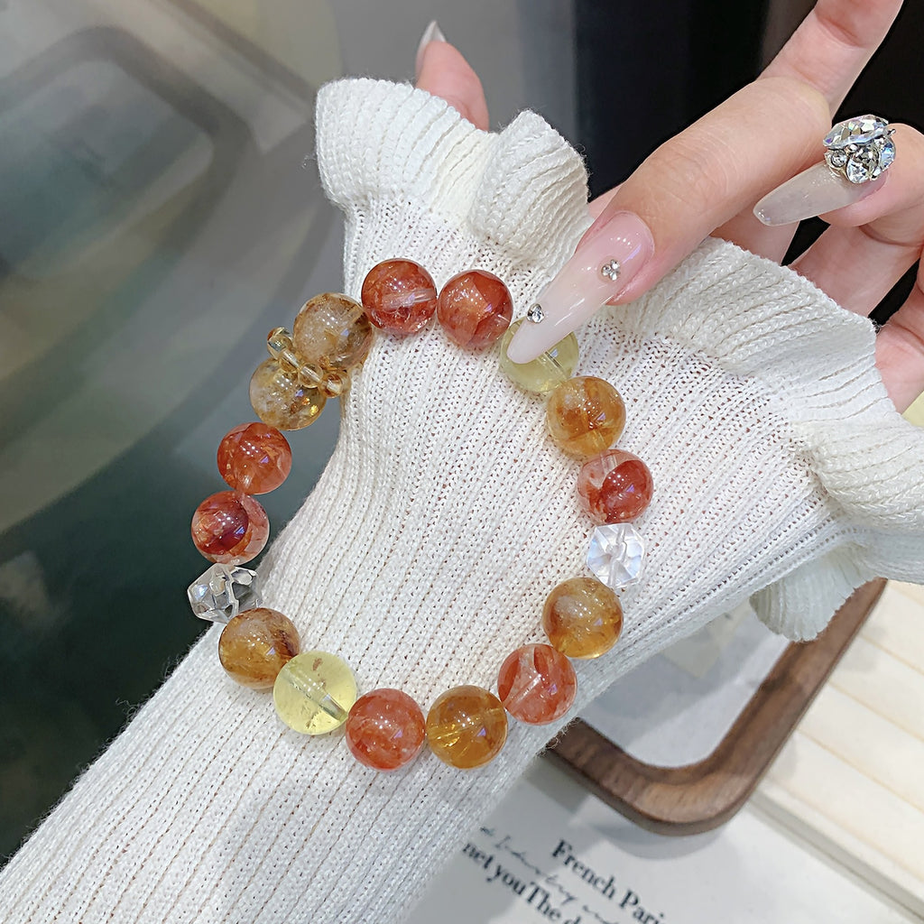 Red Gum Flower Natural Crystal Bracelet Autumn New Multi-Gemstone Crystal Bracelet Hot-Selling Hand Jewelry Crystal Bracelet