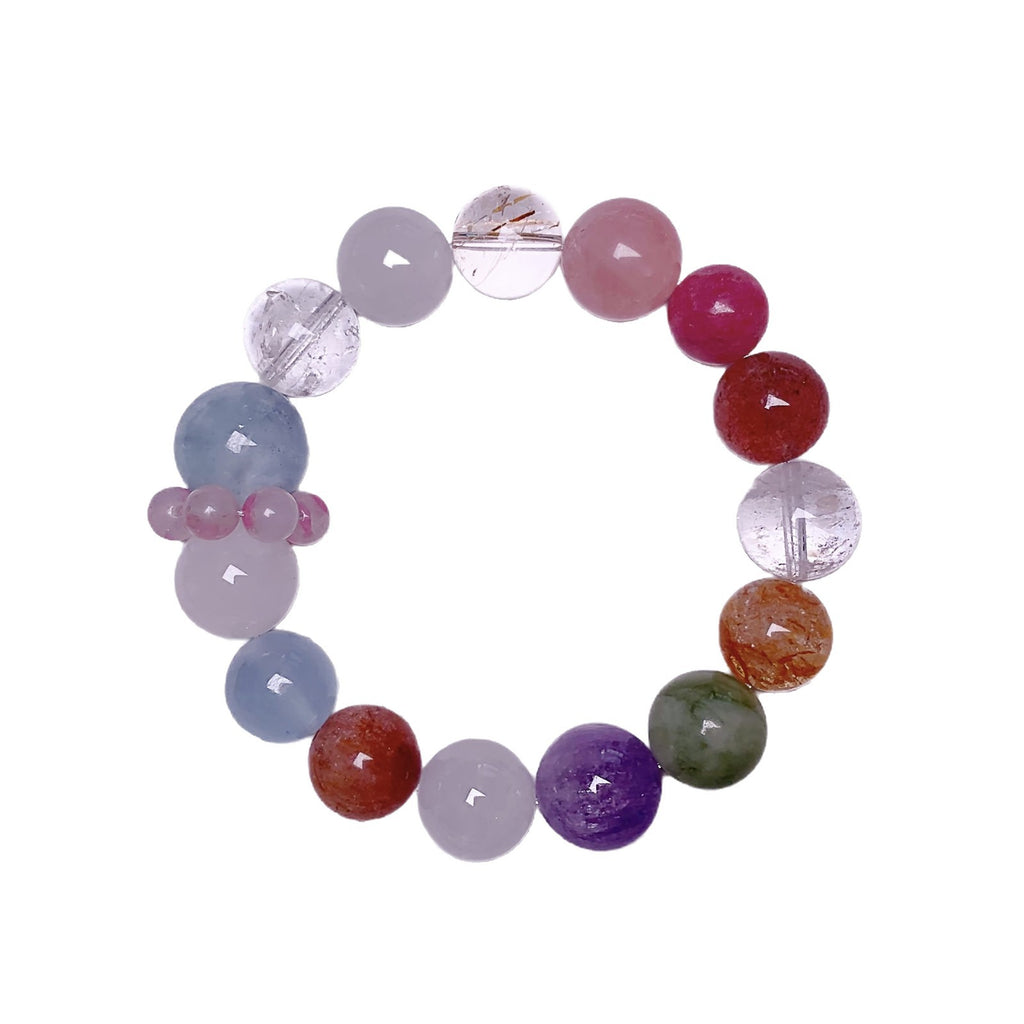 Colorful Candy Natural Multi-Gemstone Bracelet for Women Aquamarine Bracelet Wealth Attraction Lucky Charm Jewelry Original Design Bracelet