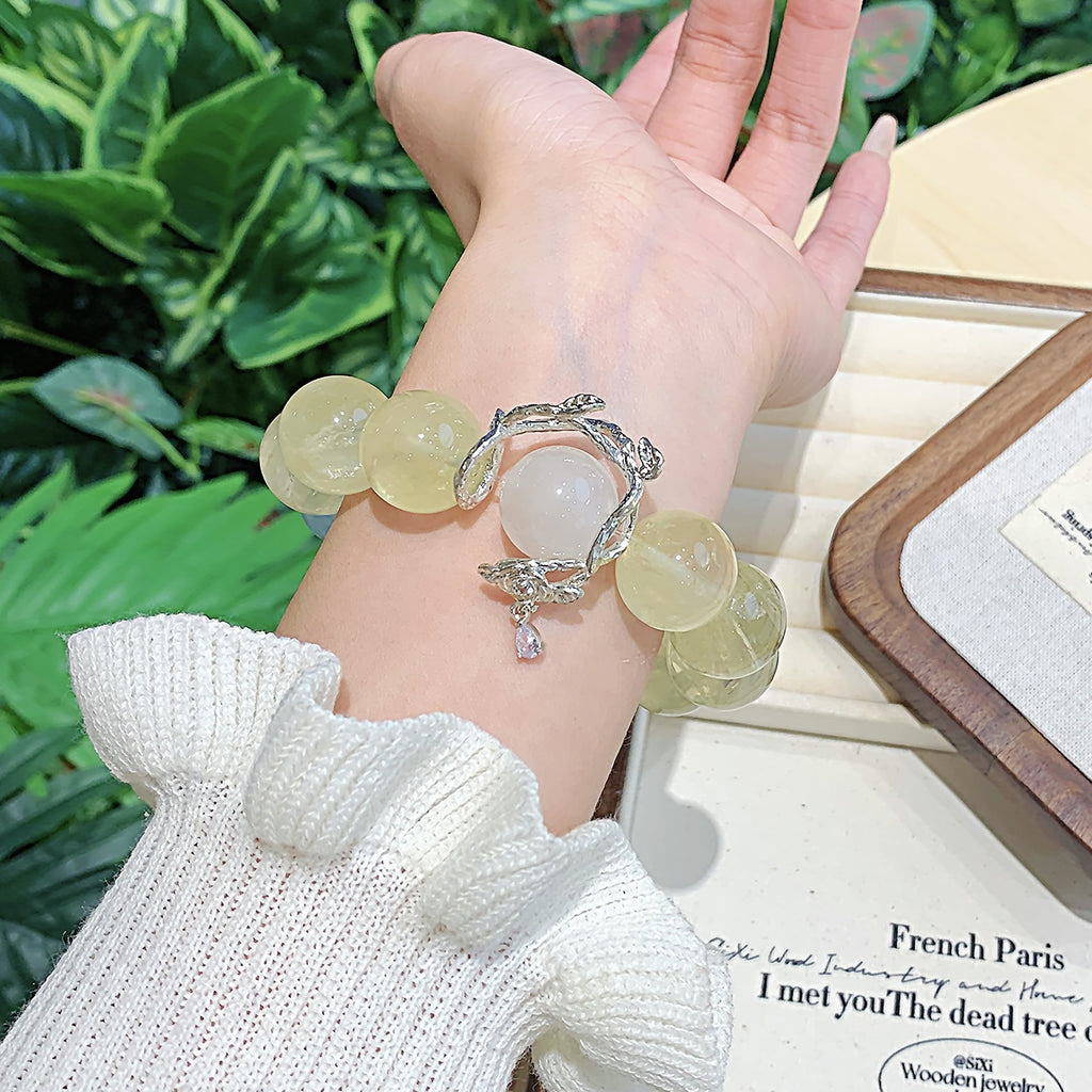 Natural High-Quality Lemon Quartz Bracelet Original diy Style Ketang Crystal Wholesale Xiaohongshu TikTok Live Streaming Hot Item