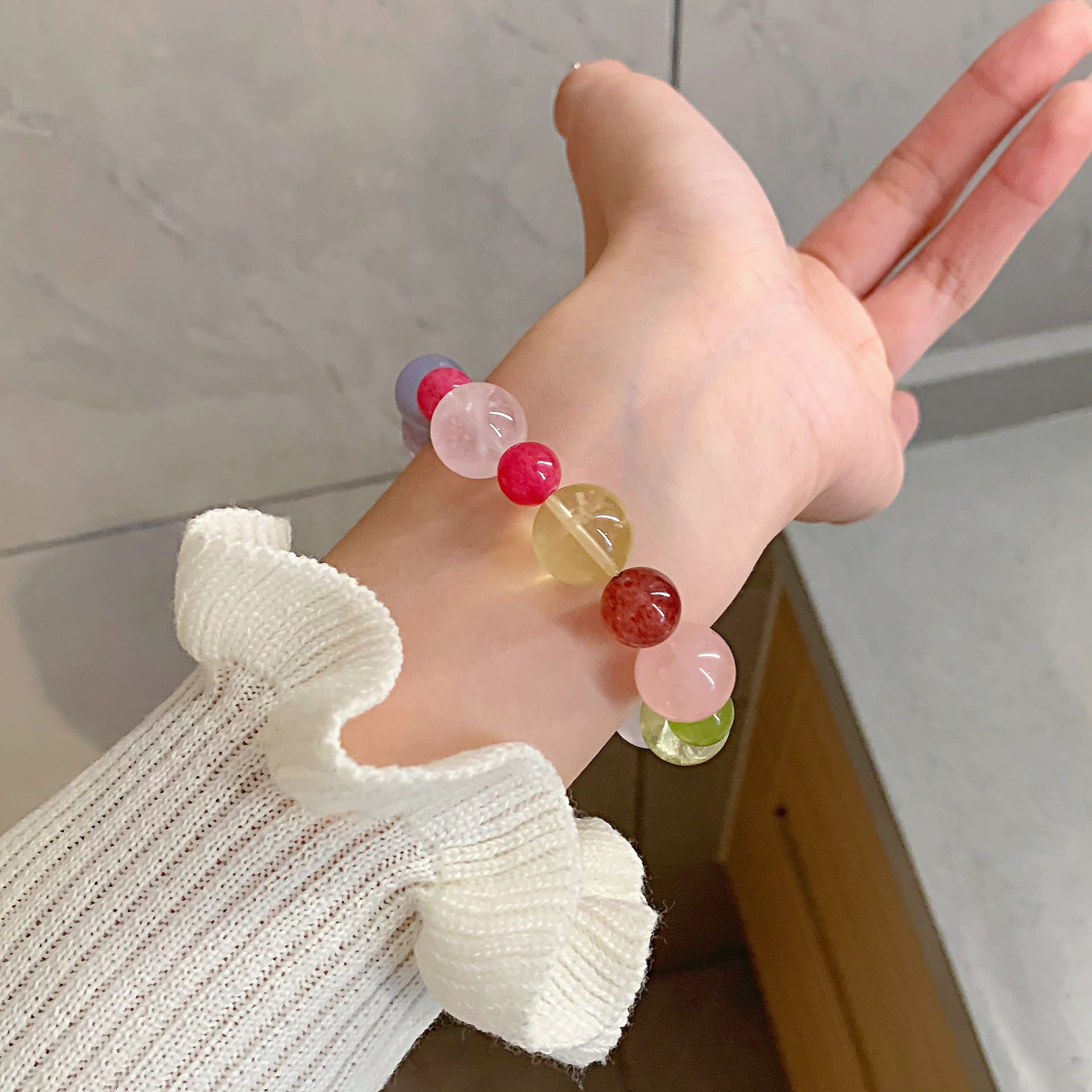 Pink Crystal Bracelet for Women Peach Blossom Crystal Jewelry Gift for Best Friend's Birthday Pink Quartz diy Bracelet