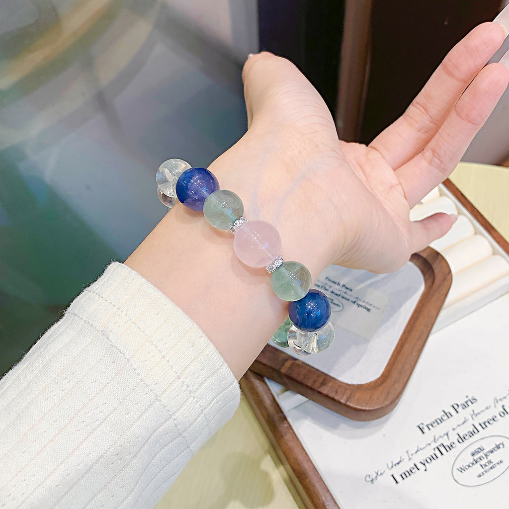 Natural Crystal Bracelet White Crystal Green Fluorite Bracelet Natural Crystal Bracelet Hot-Selling Jewelry Crystal Chain diy