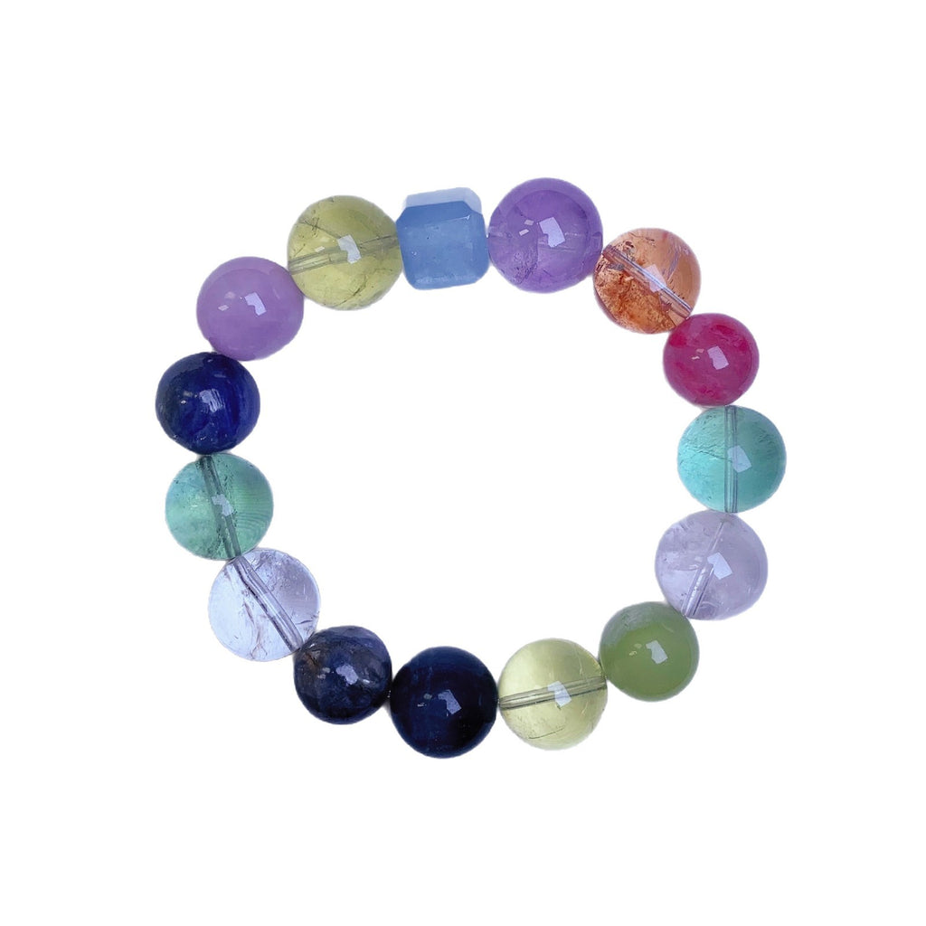 Natural Multi-Gemstone Crystal Fortune Bracelet for Women Original Niche Design Gift Bracelet Large Crystal Bead Bracelet