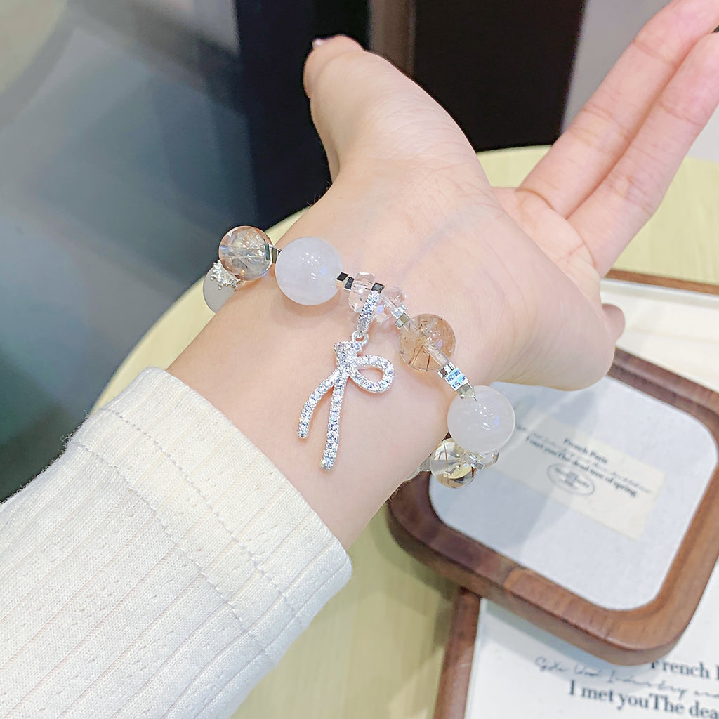 Natural Thousand Layer White Phantom Bracelet White Ghost Bracelet Round Beads DIY Fashionable and Simple Jewelry Wholesale Crystal Beads