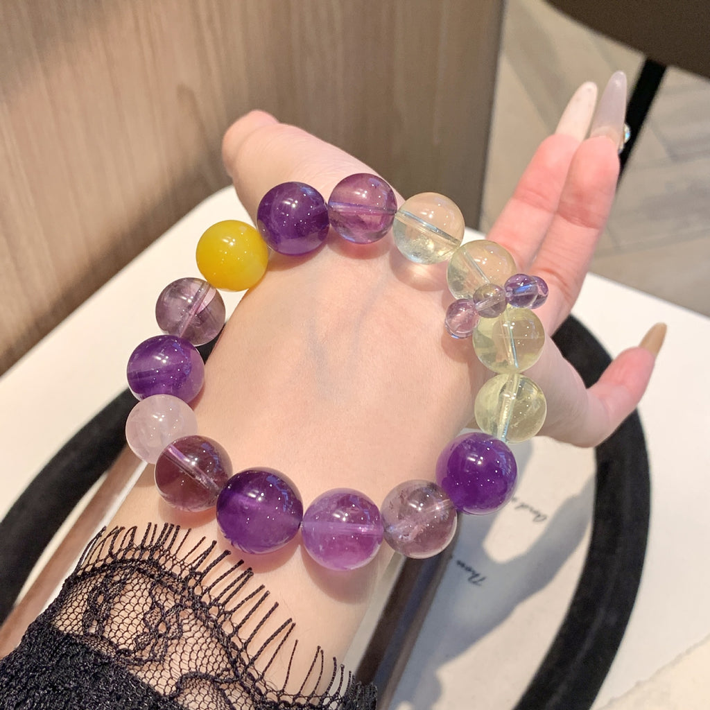 Original Multi-Treasure Original Design Bracelet Amethyst Nine Purple Fire Gray Moonlight Amethyst Luxury Style Bracelet