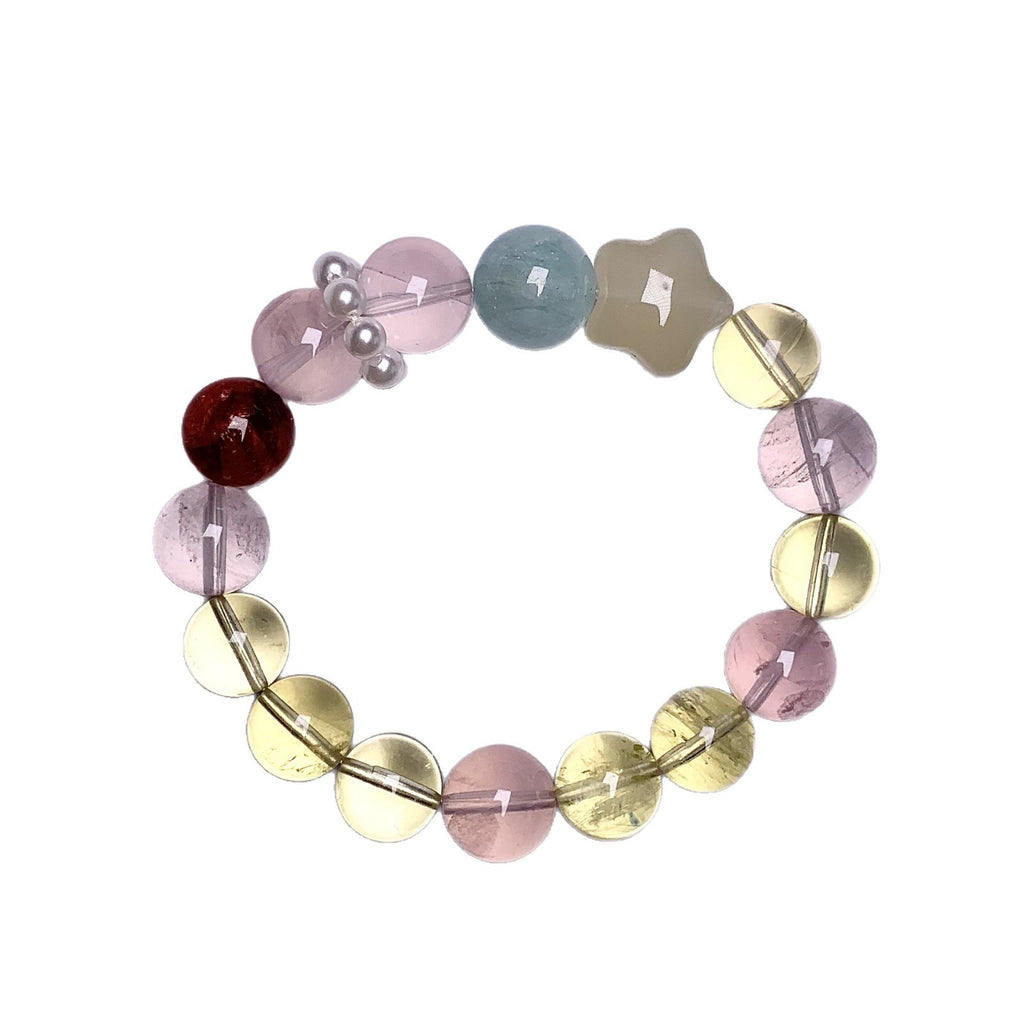Natural Multi-Gemstone Crystal Bracelet Rose Quartz Crystal Bracelet diy Original Niche Design Pink Crystal Bracelet Crystal