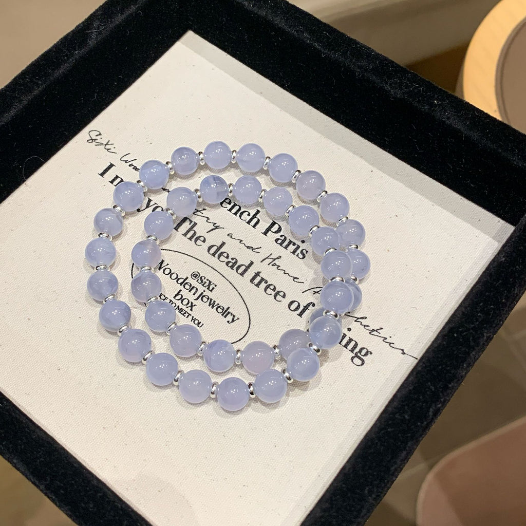 Natural Crystal Bracelet Jewelry Bracelet Niche High-Grade Blue Bracelet Wholesale Blue Agate Crystal Bracelet