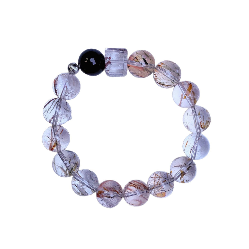 Natural Black Gold Super Seven Sugar Crystal Bracelet Fortune-Enhancing Hair Crystal Bracelet for Women with a Sense of Sophistication Versatile Crystal Beads