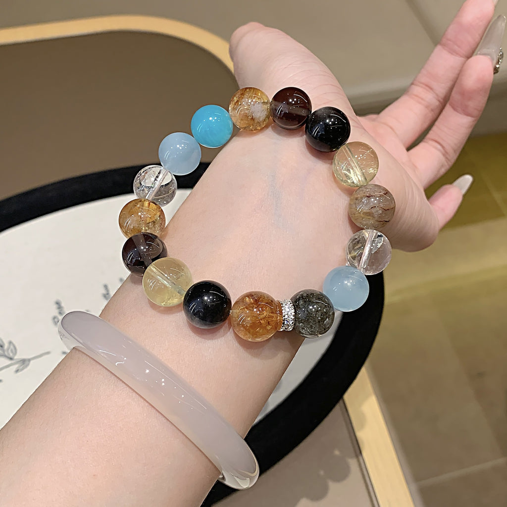 Original Design Natural Crystal White Crystal Bracelet TikTok Xiaohongshu Hot-Selling Light Luxury Natural Yellow Pagoda Crystal Bracelet
