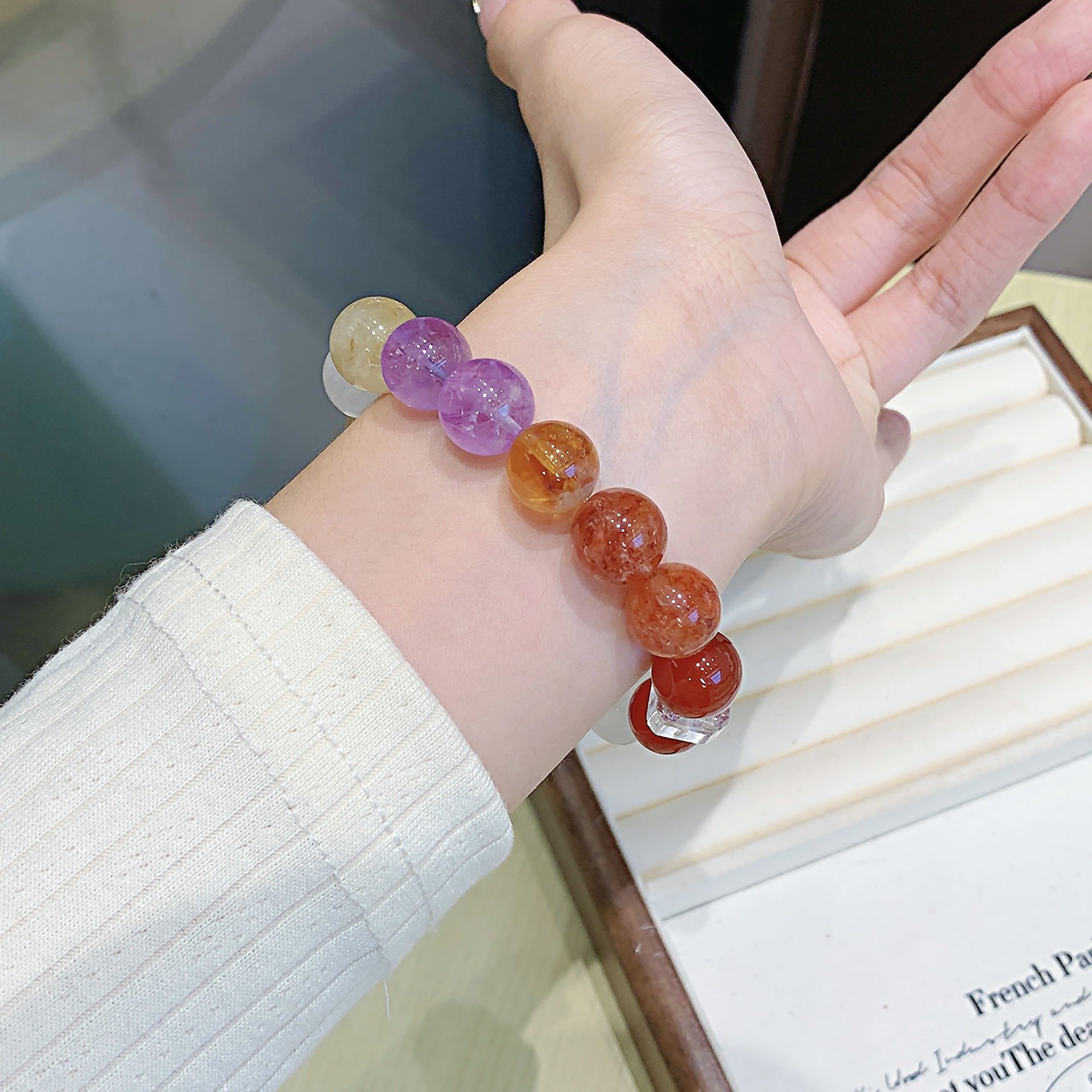 Natural Red Gum Flower Bracelet Flame Red Glue Flower Crystal Chain Jewelry Bracelet Wholesale Ketang Crystal Bracelet Factory