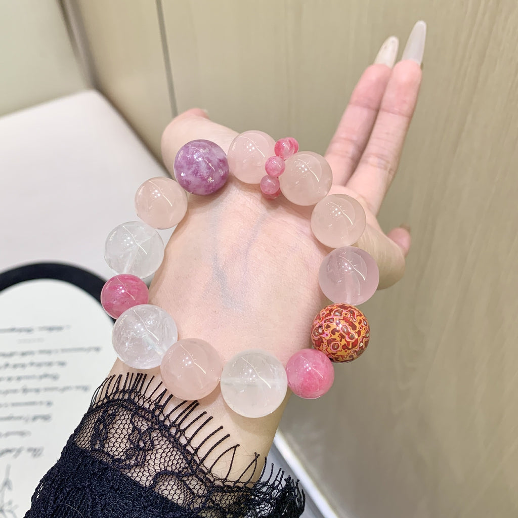 New Chinese Style Lacquer Bead Bracelet Pink Series Multi-Gem Fresh Atmosphere Ethnic Style Design Whitening Bracelet