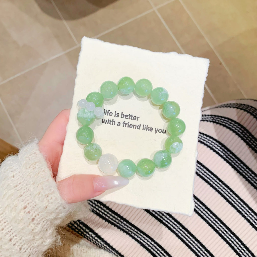 New Style Bracelet Wrap Around Finger Soft Gradient Color Ice Transparent Bracelet Round Beads for Students to Play with Xiuyan Crystal Bracelet
