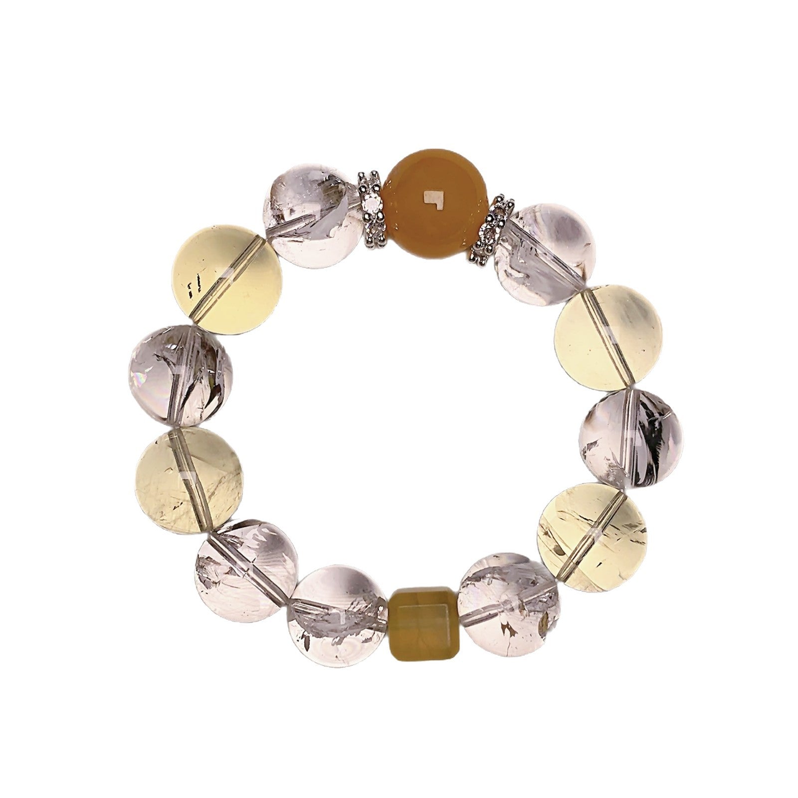 Gentle Pink Series DaZuobao Natural Lemon Quartz Bracelet Large White Phantom Crystal Women's Jewelry String