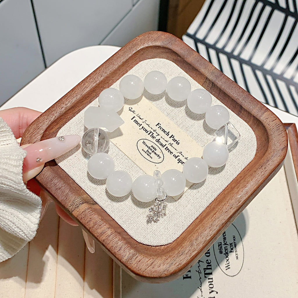 White Ghost Crystal Bracelet Ice Transparent Snowflake White Crystal Niche Light Luxury Fashion Bracelet Xiaohongshu Hot-Selling Bracelet