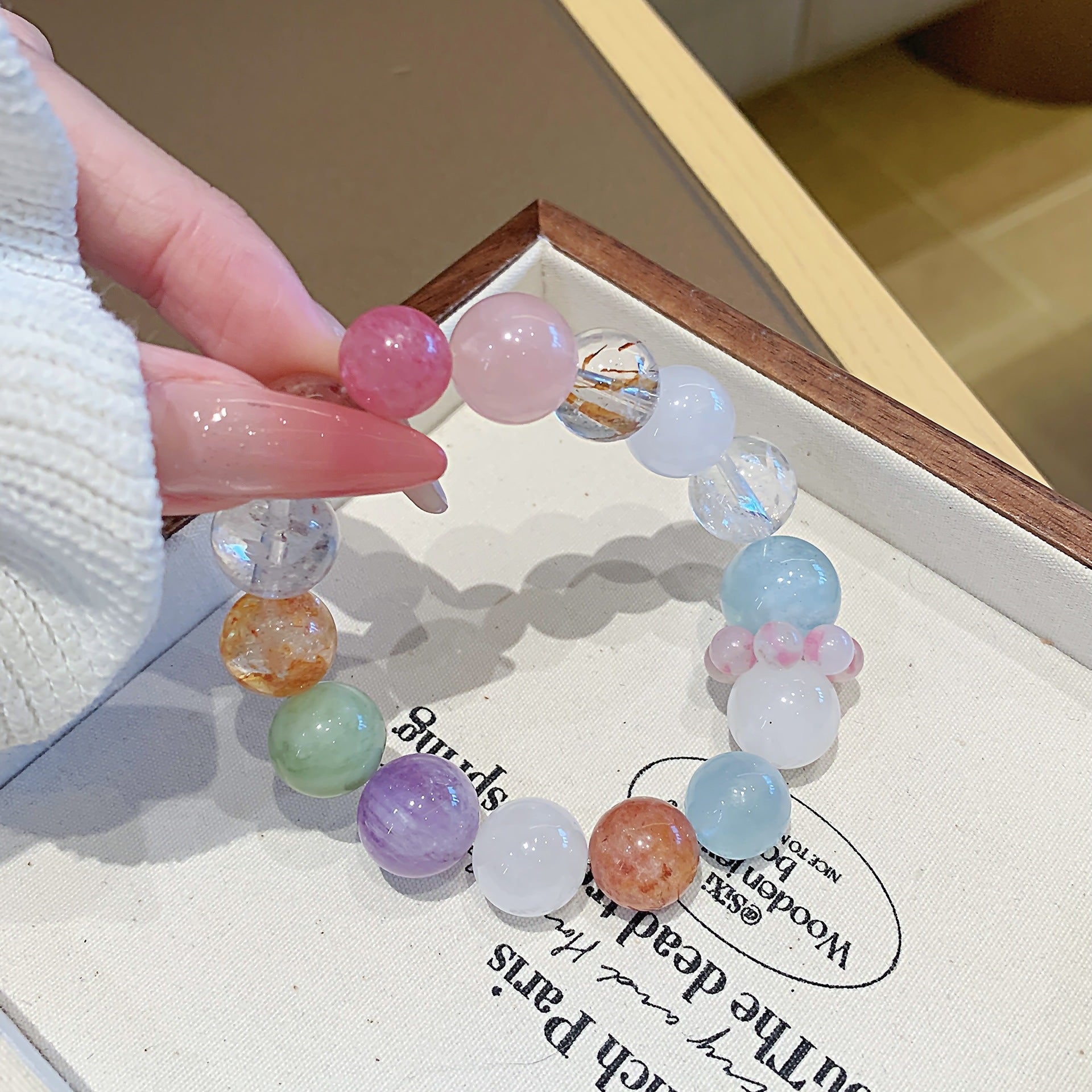 Colorful Candy Natural Multi-Gemstone Bracelet for Women Aquamarine Bracelet Wealth Attraction Lucky Charm Jewelry Original Design Bracelet